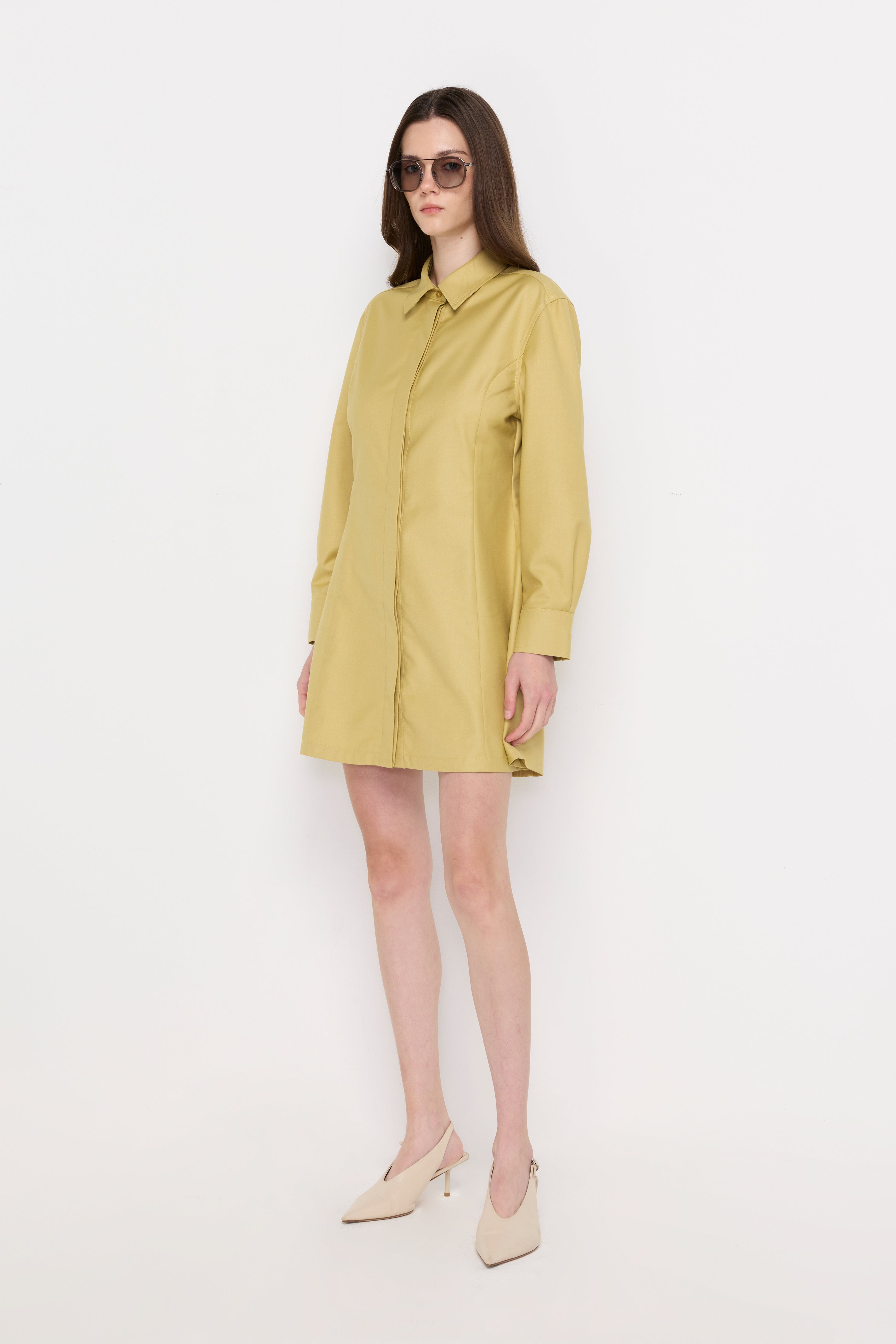 TEXTURED A-LINE SHIRT DRESS