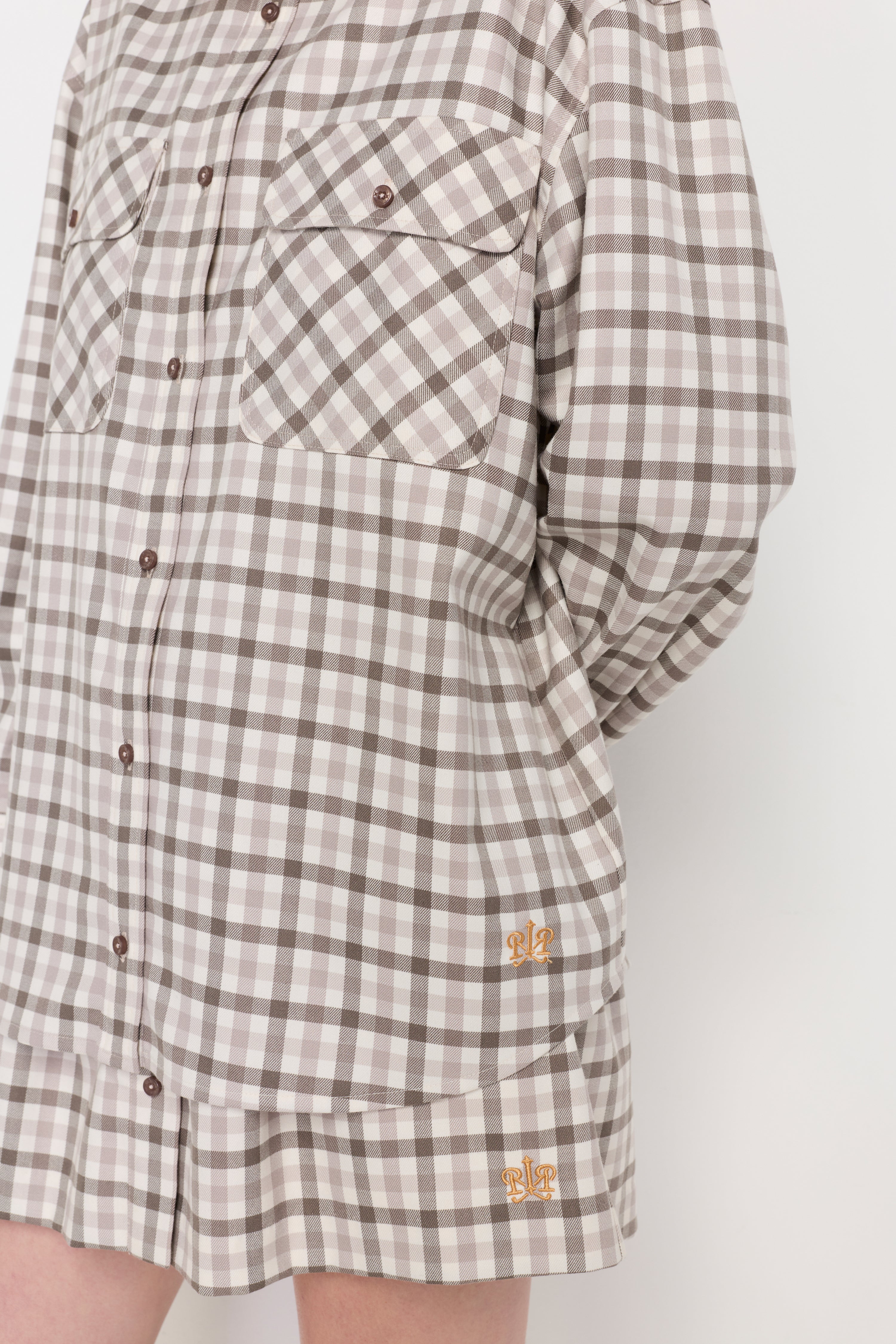 CONTRAST COLLAR PLAID OVERSHIRT