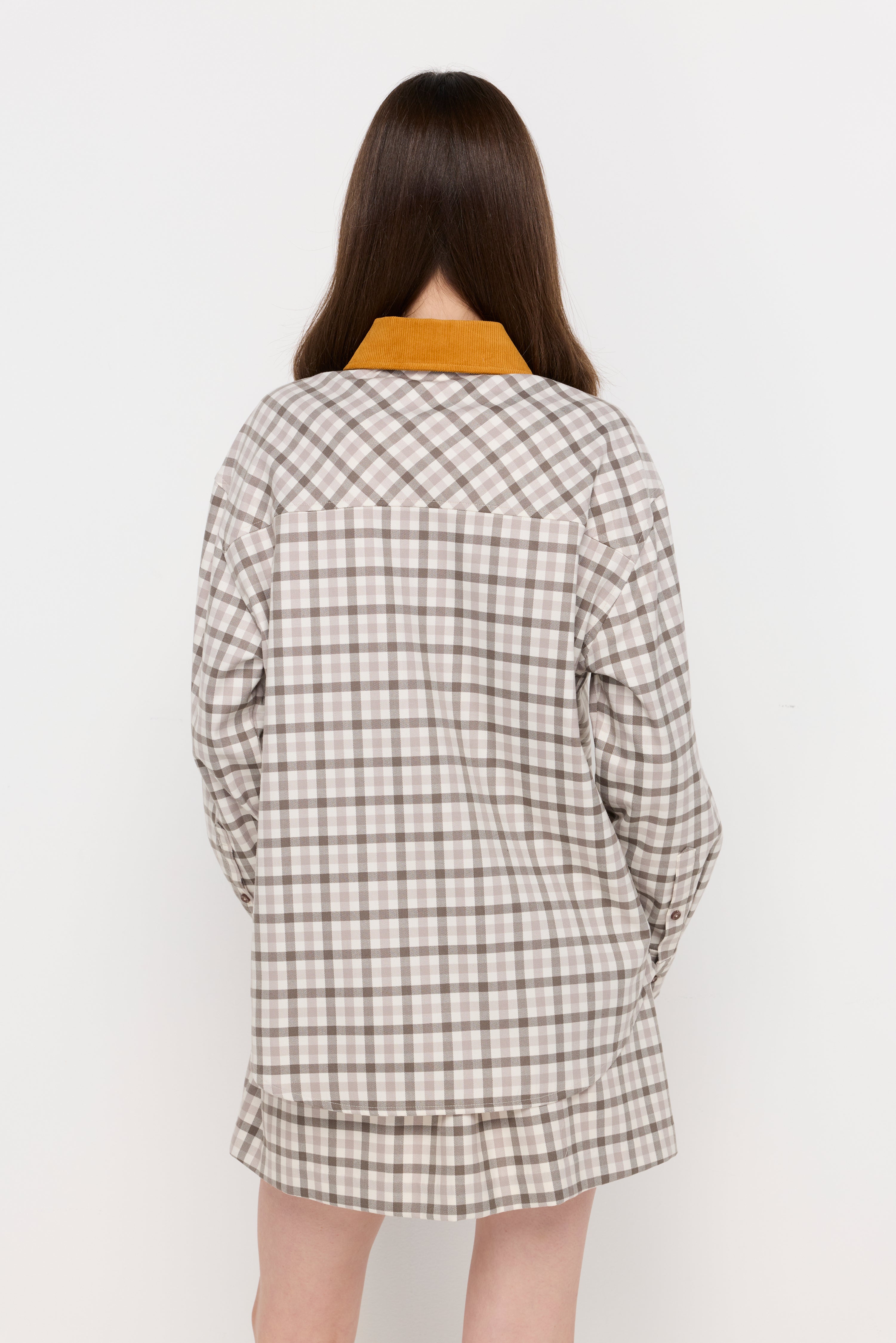 CONTRAST COLLAR PLAID OVERSHIRT