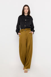 DOUBLE-RING BELTED WIDE-LEG TROUSERS