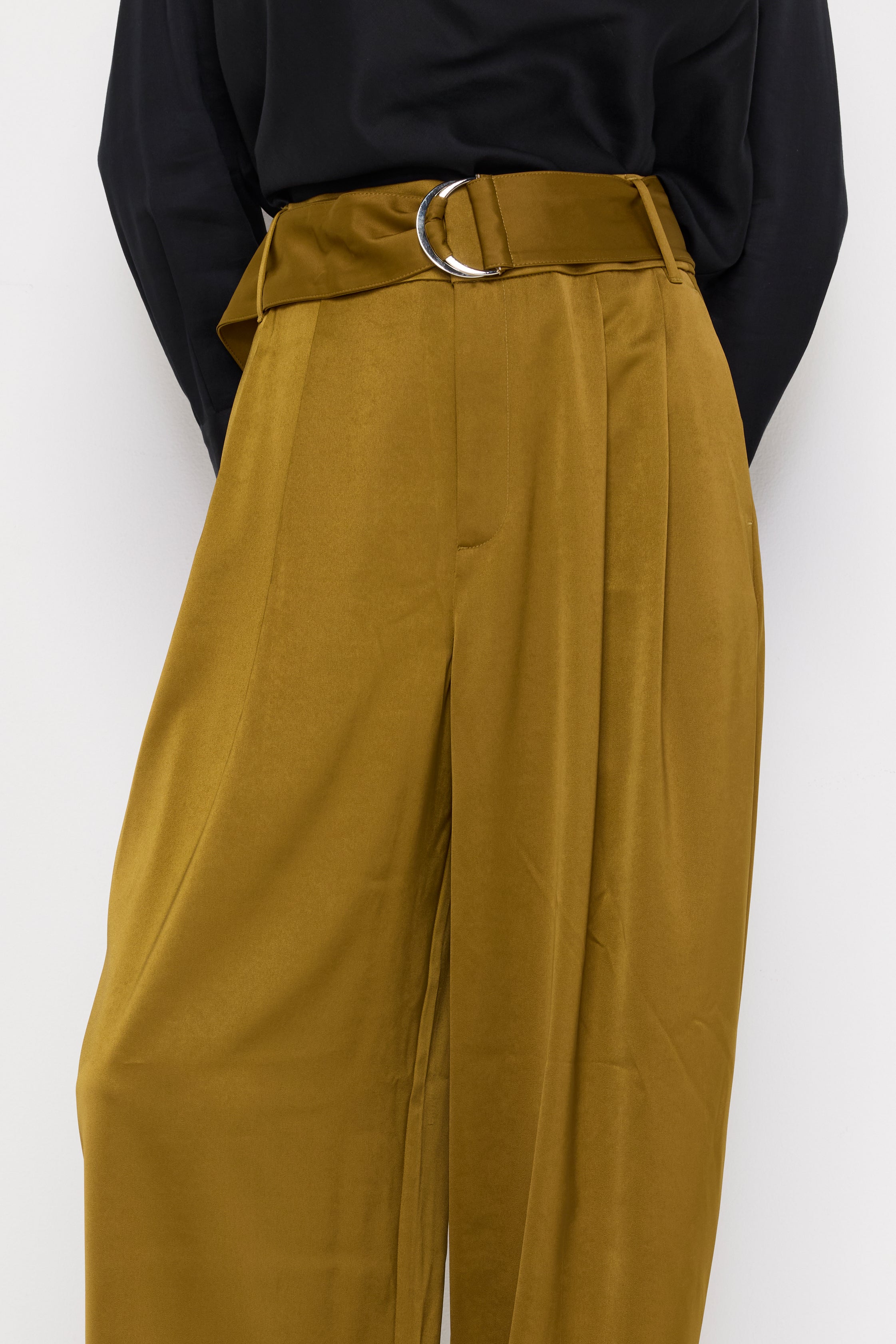 DOUBLE-RING BELTED WIDE-LEG TROUSERS