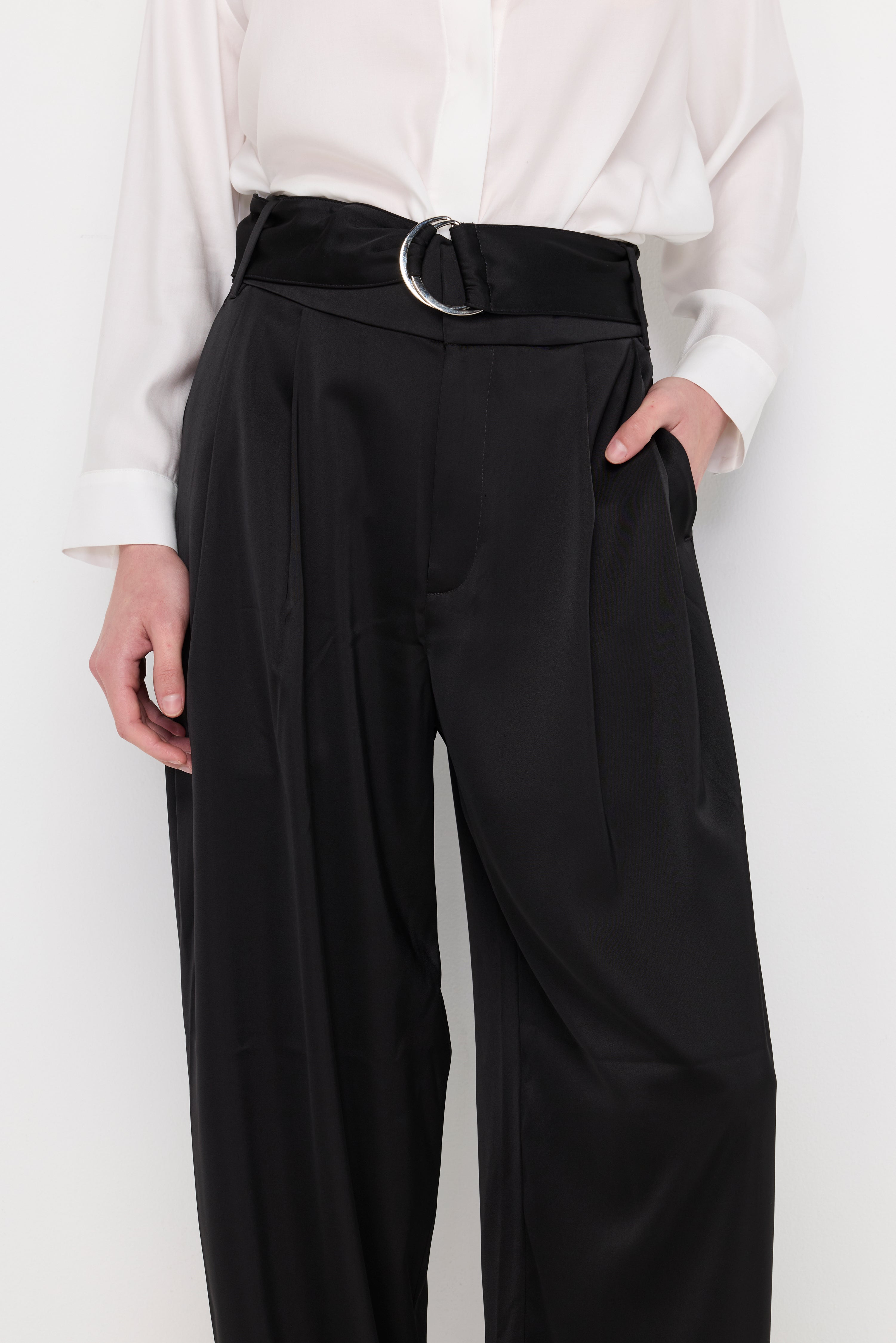 DOUBLE-RING BELTED WIDE-LEG TROUSERS