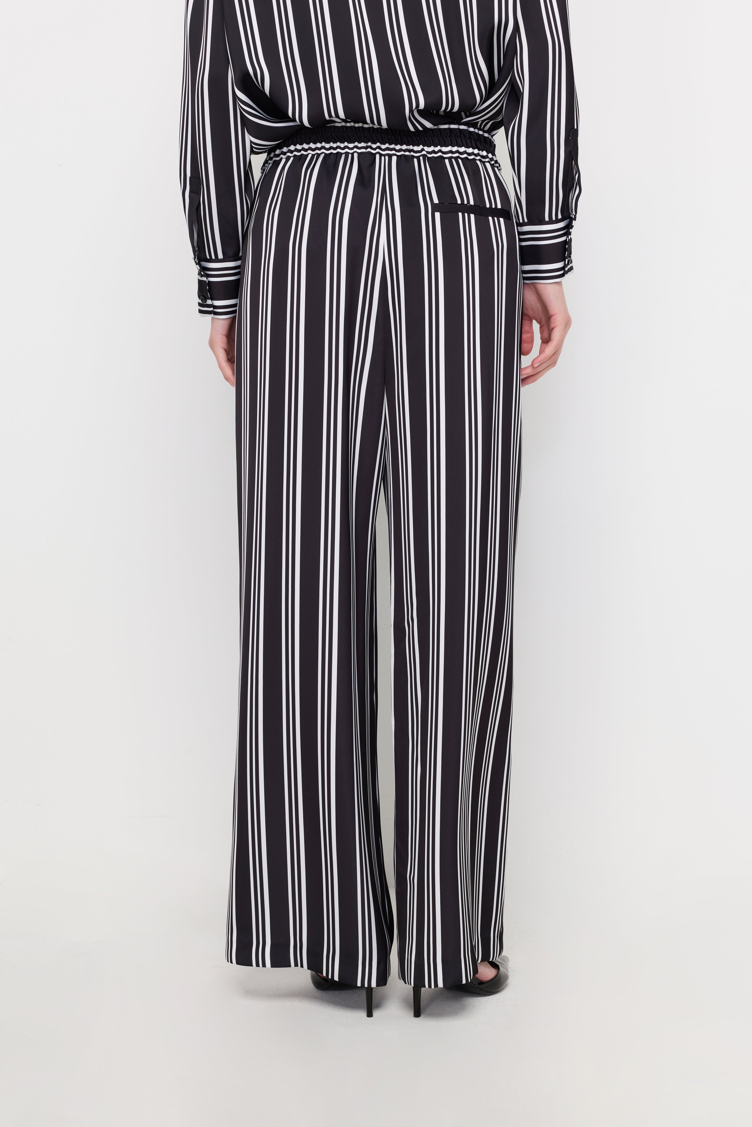 BOLD VERTICAL STRIPE WIDE-LEG TROUSERS