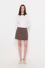 TEXTURED WINDOWPANE CHECK MINI SKIRT