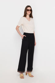 CONTRAST CUFF TAILORED TROUSERS