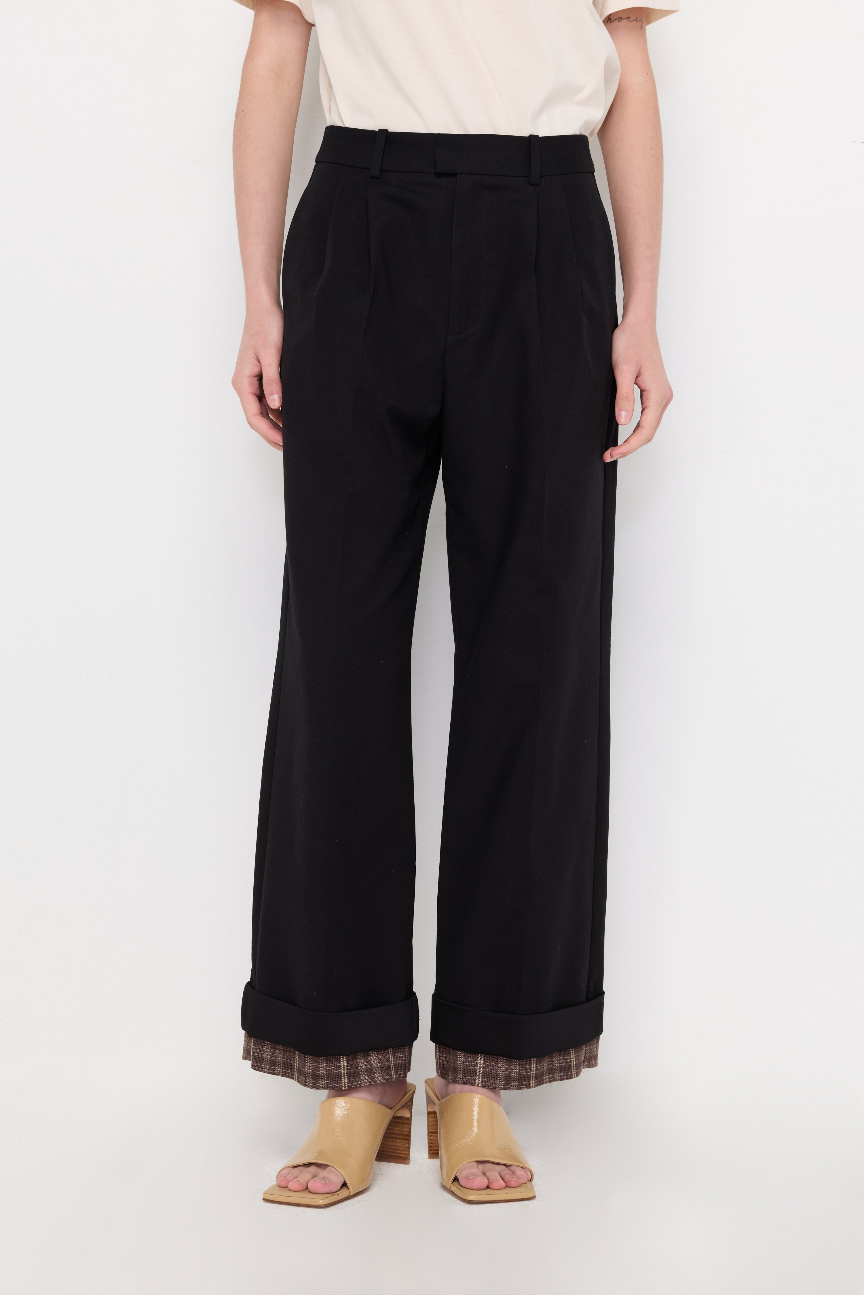 CONTRAST CUFF TAILORED TROUSERS