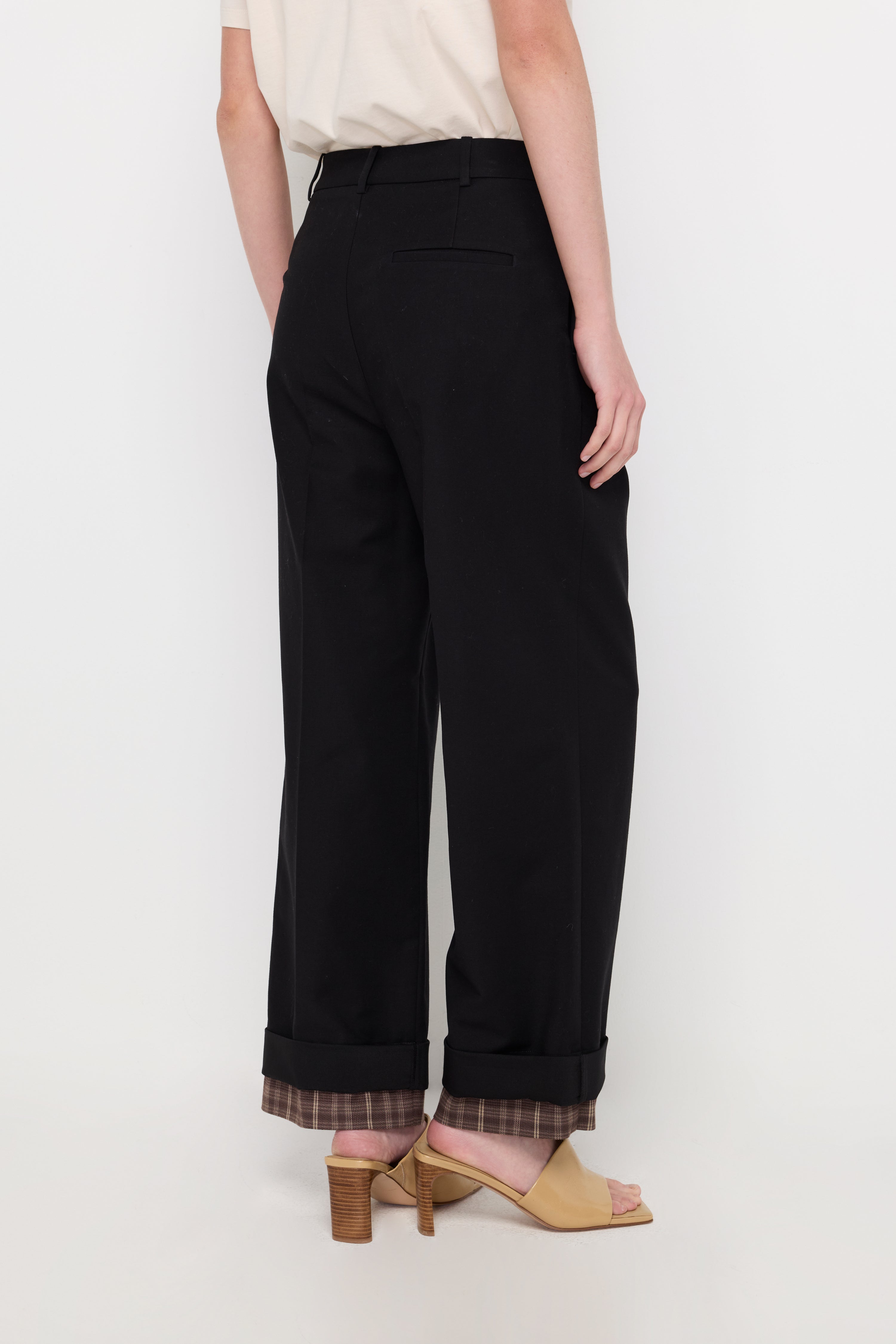 CONTRAST CUFF TAILORED TROUSERS