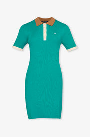 CONTRAST COLLAR KNIT POLO DRESS