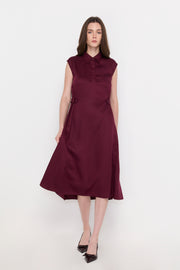 SIDE-BUCKLE A-LINE MIDI DRESS