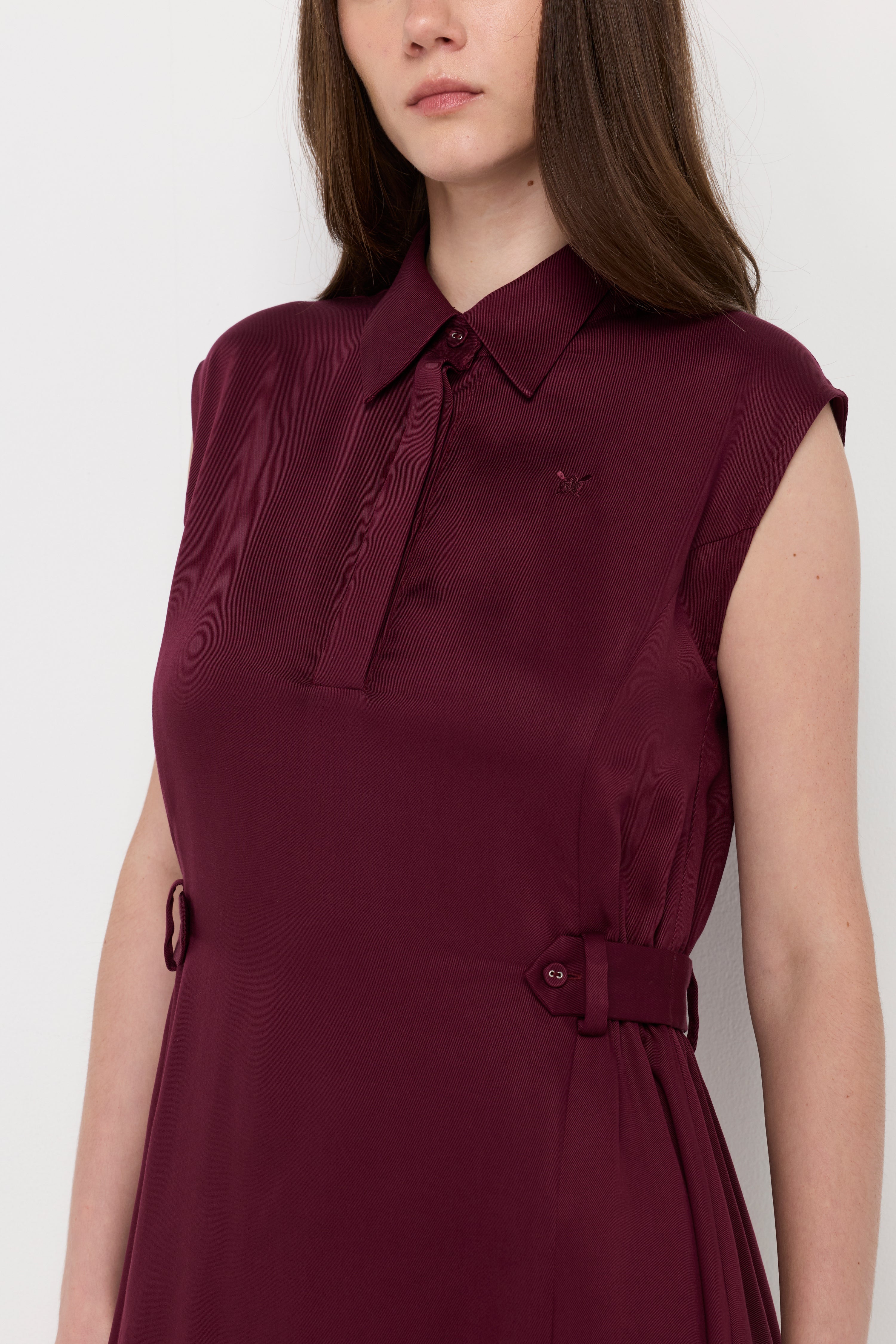 SIDE-BUCKLE A-LINE MIDI DRESS