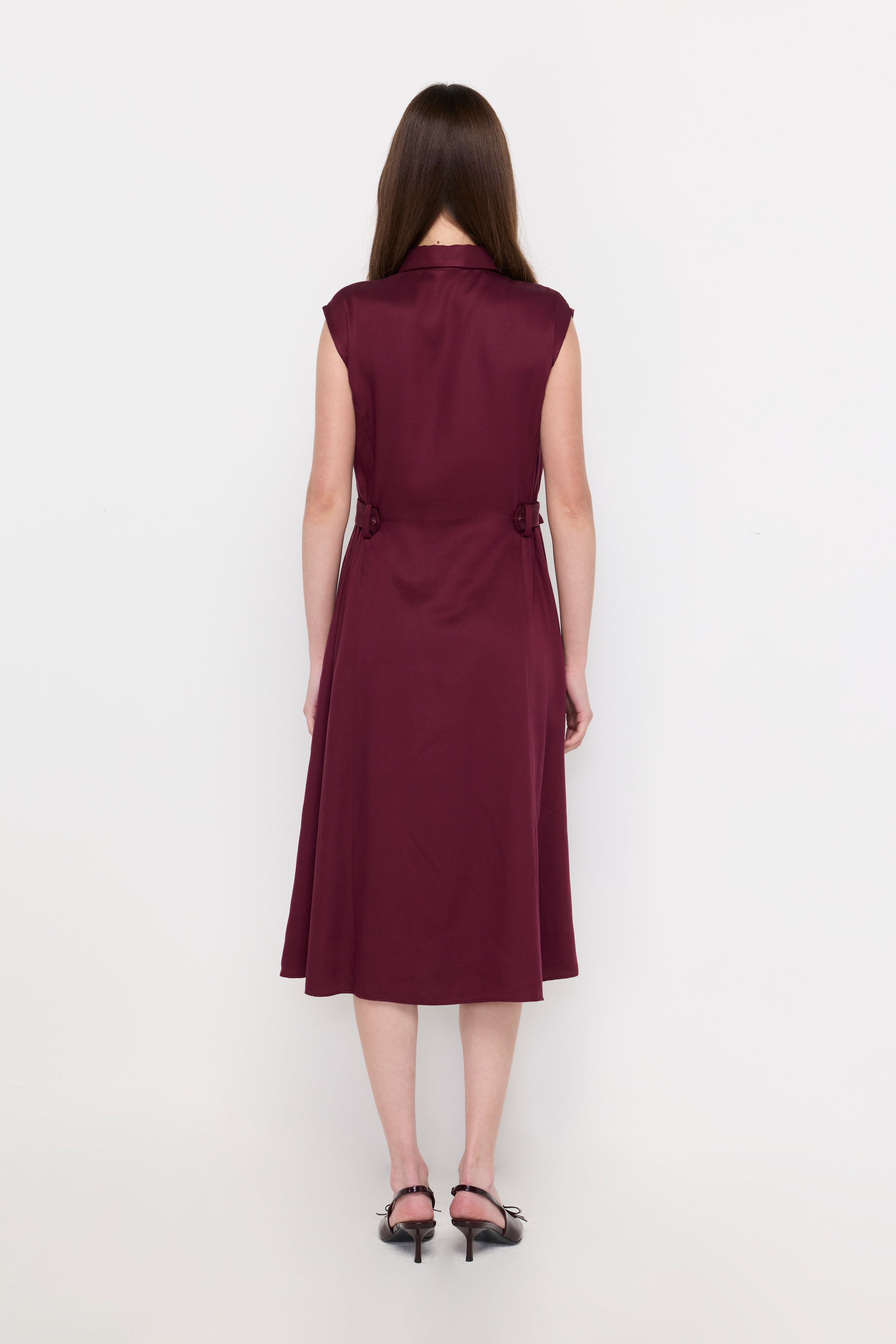 SIDE-BUCKLE A-LINE MIDI DRESS