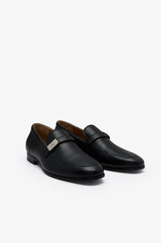 SILVER ACCENT LEATHER LOAFERS
