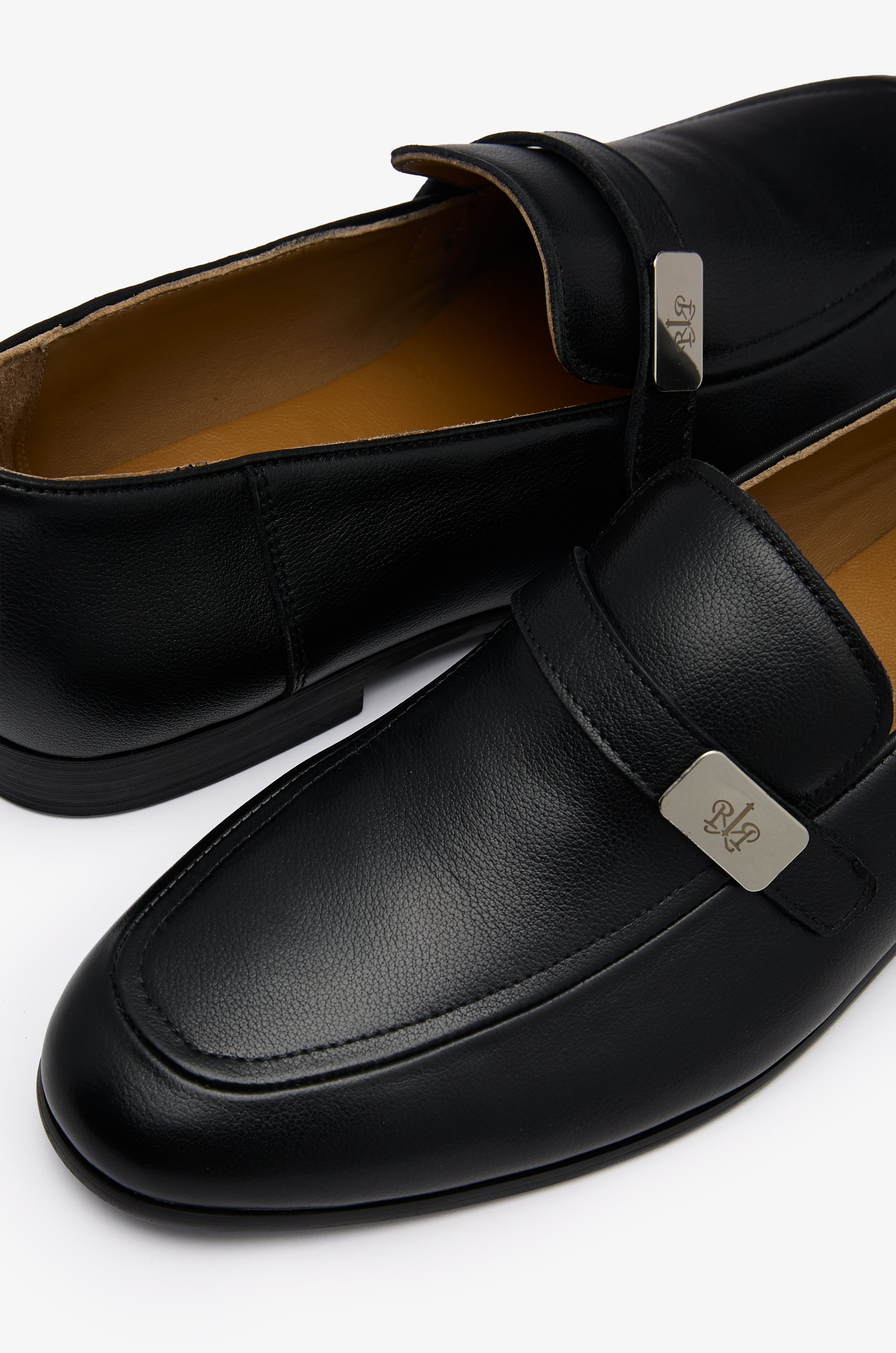 SILVER ACCENT LEATHER LOAFERS