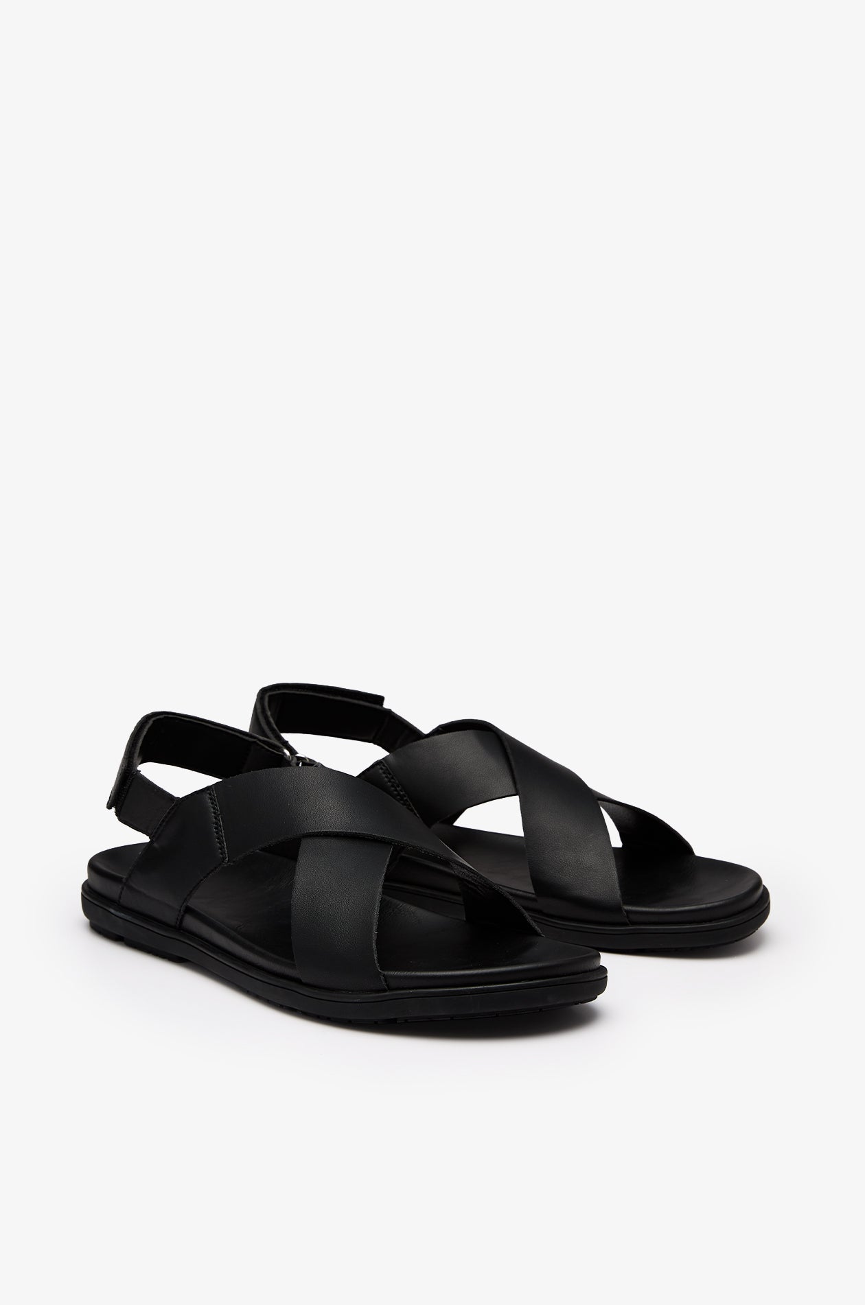 CROSS-STRAP LEATHER SANDALS