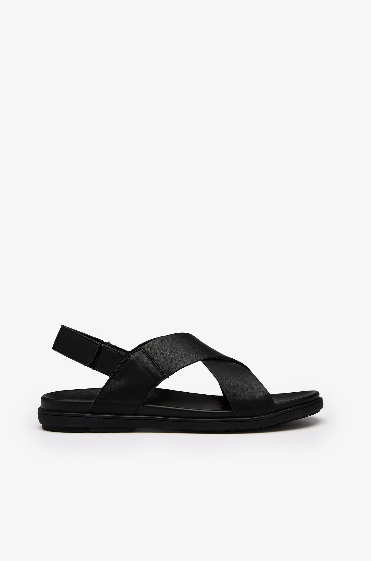 CROSS-STRAP LEATHER SANDALS