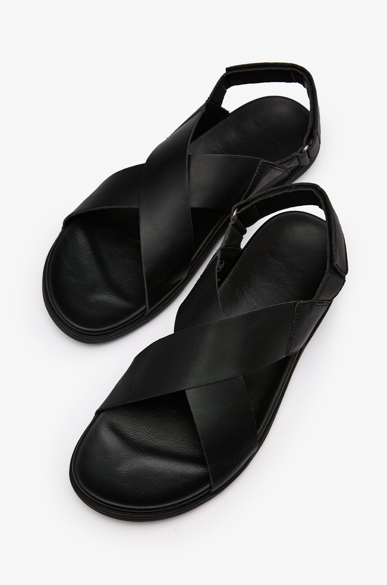 CROSS-STRAP LEATHER SANDALS