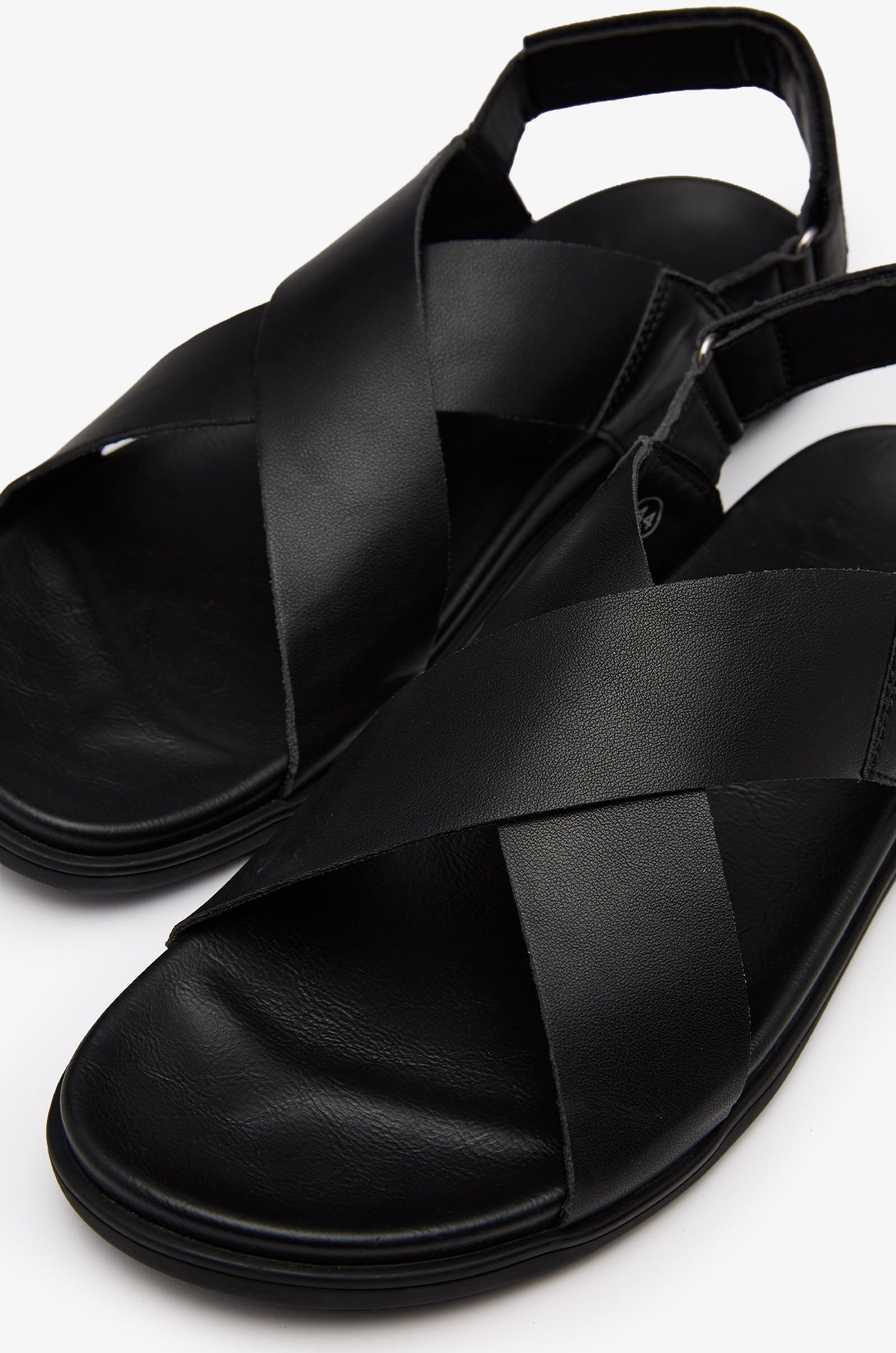 CROSS-STRAP LEATHER SANDALS