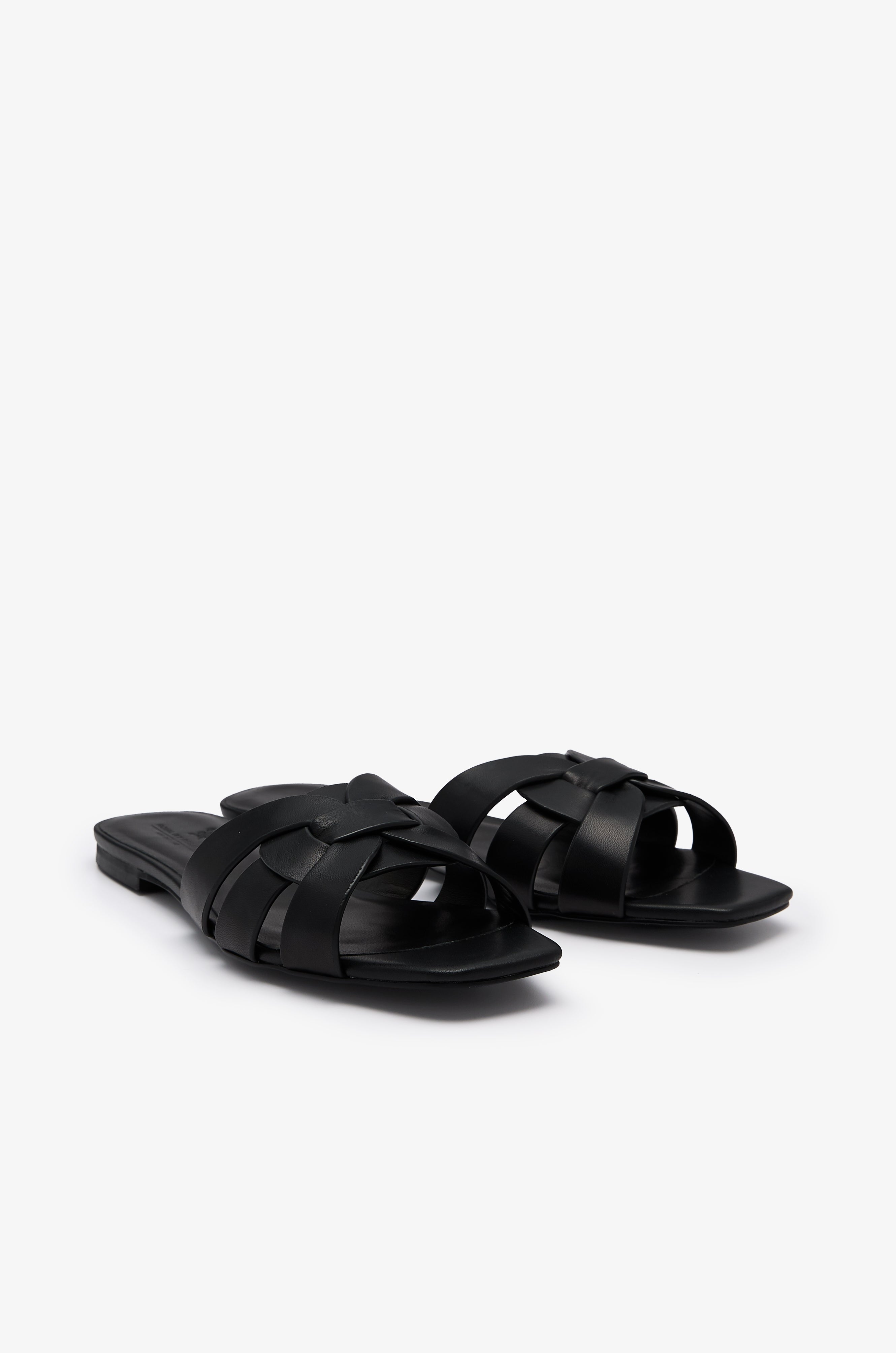 CROSS-STRAP FLAT SLIDE SANDALS