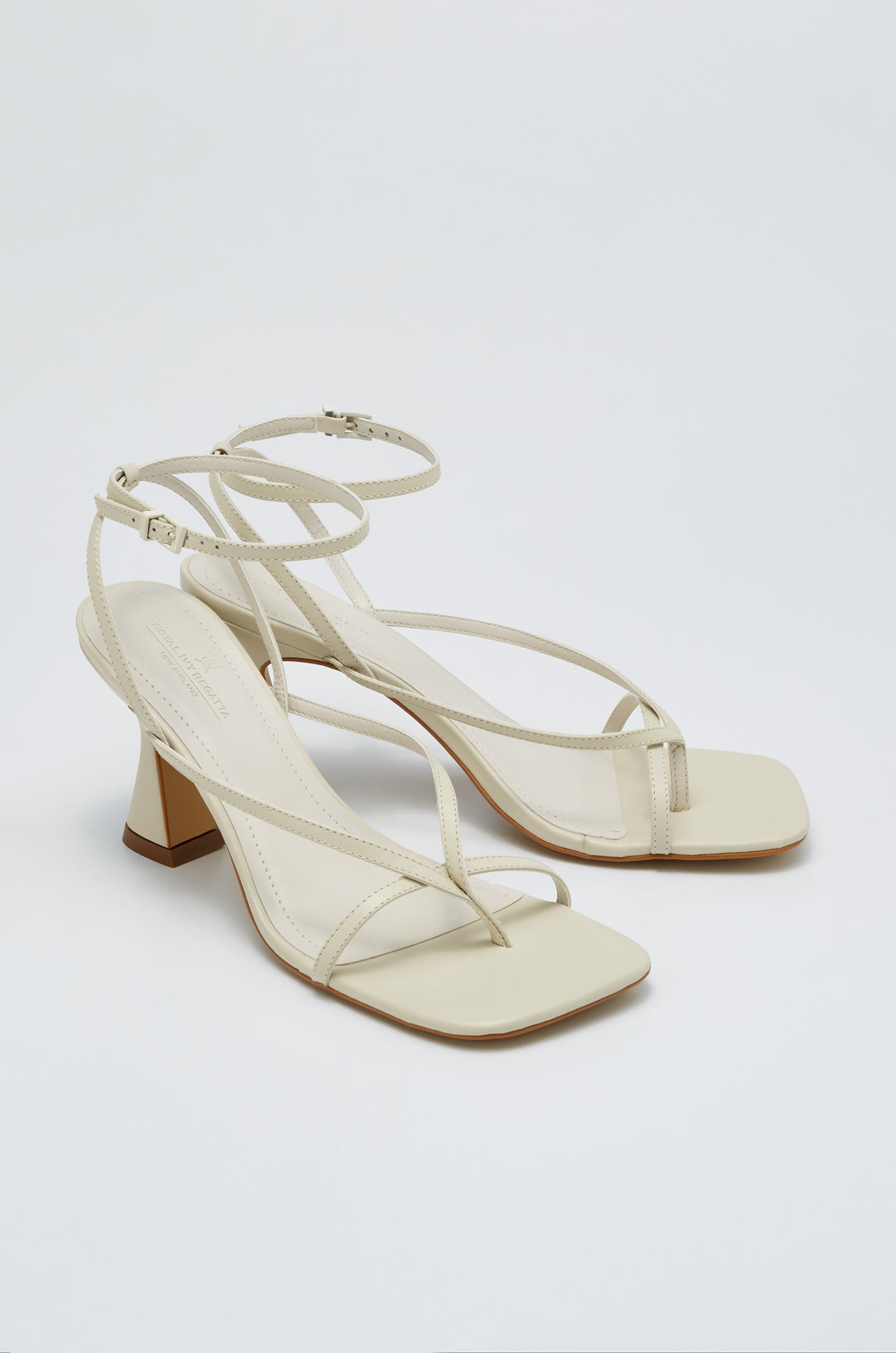TRAPEZE HEEL WITH ANKLE STRAPS