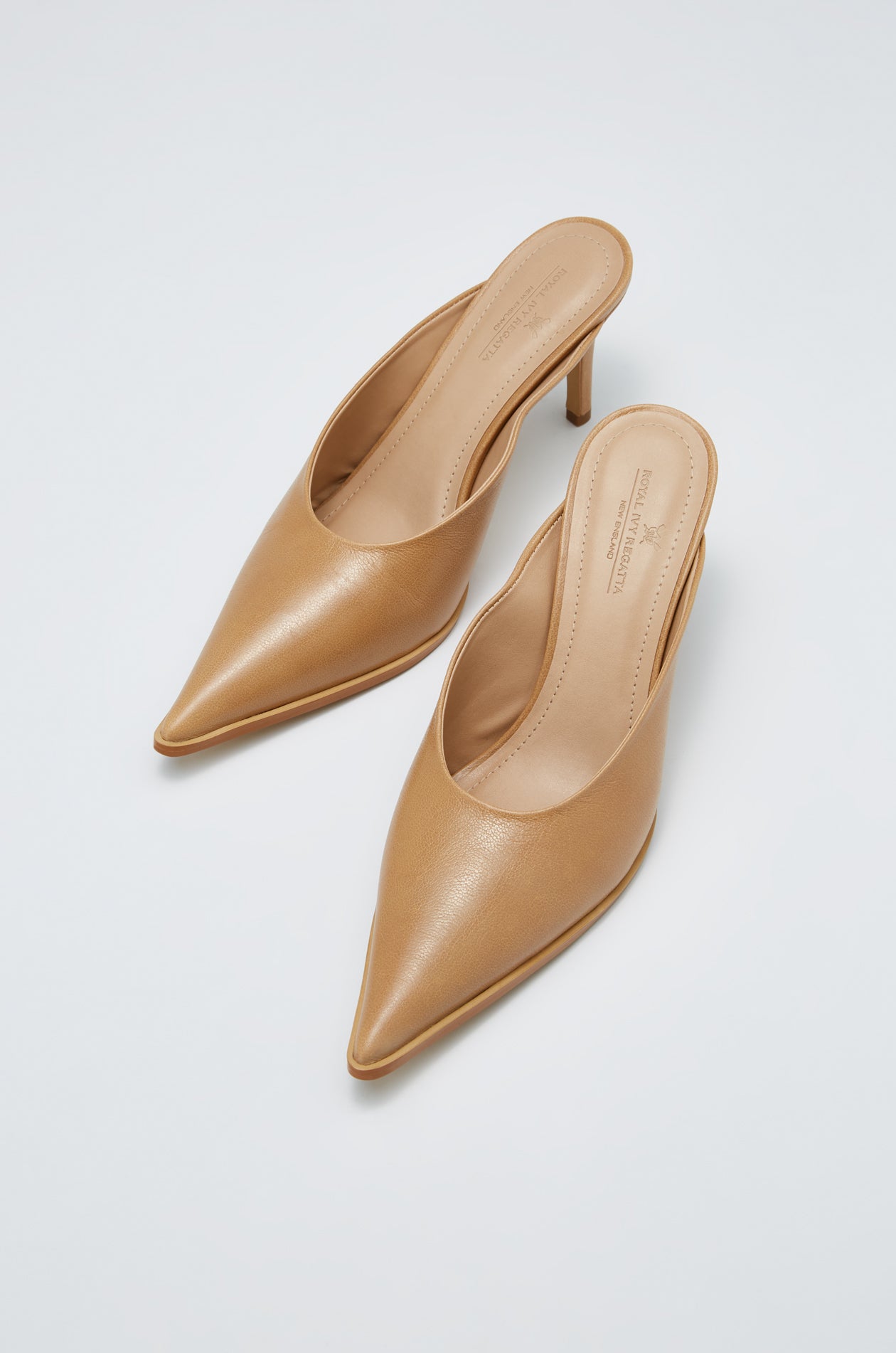 LEATHER STRAP HEELED MULES
