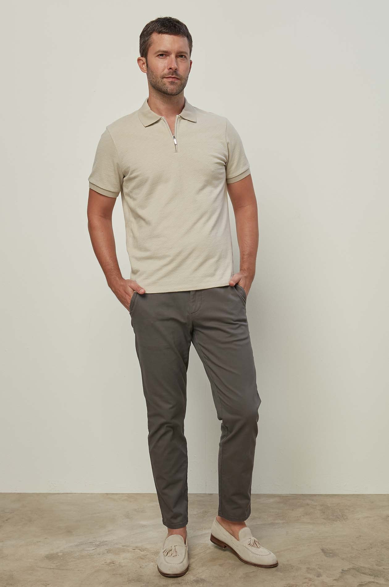 JACQUARD ZIP POLO SHIRT
