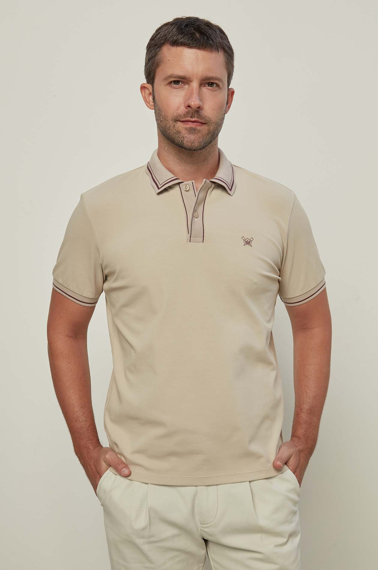 RIBBED STRIPE PIQUE POLO