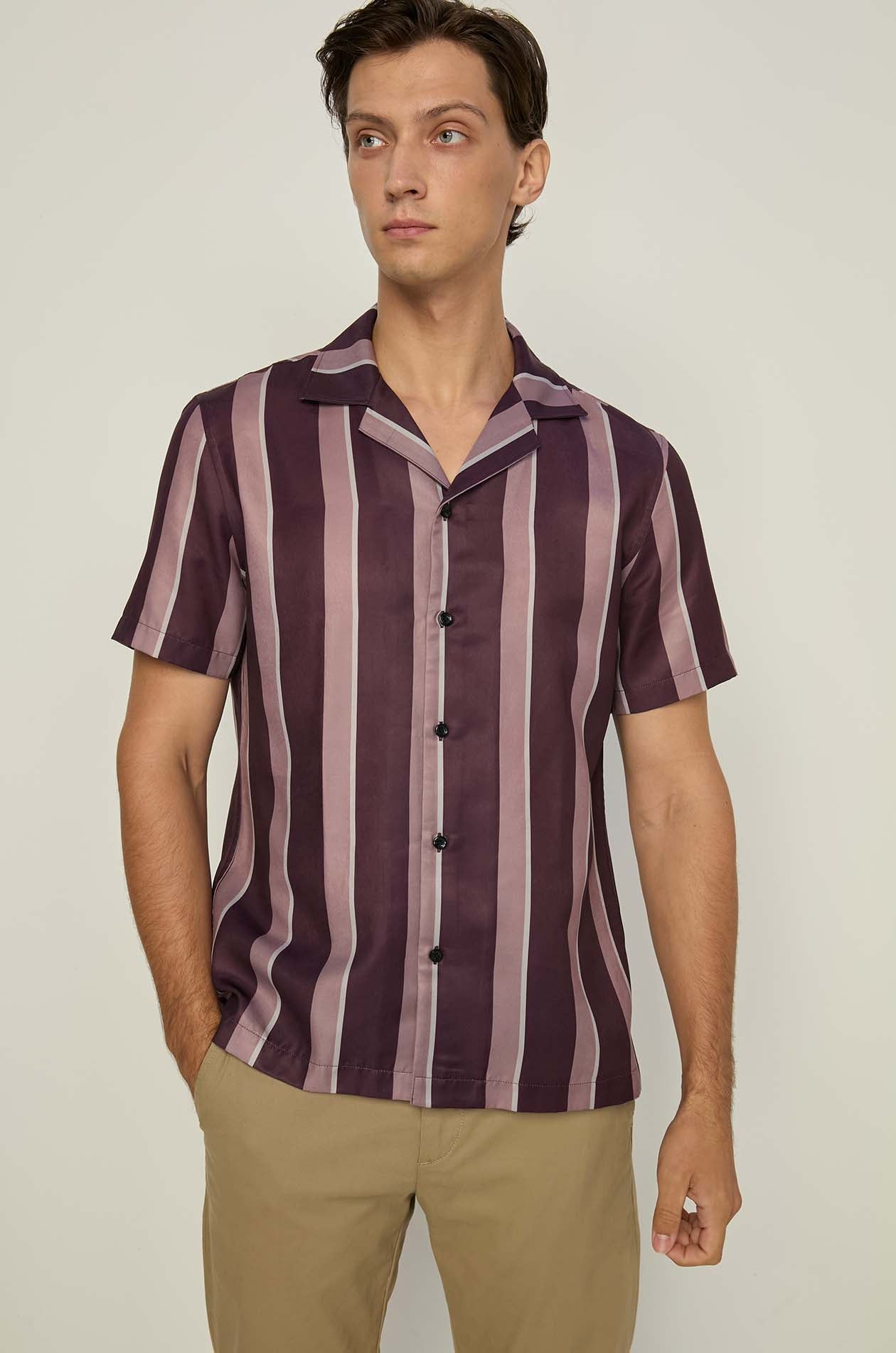 VERTICAL STRIPED HAWAII SHIRT