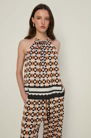 GEOMETRIC HALTER TOP