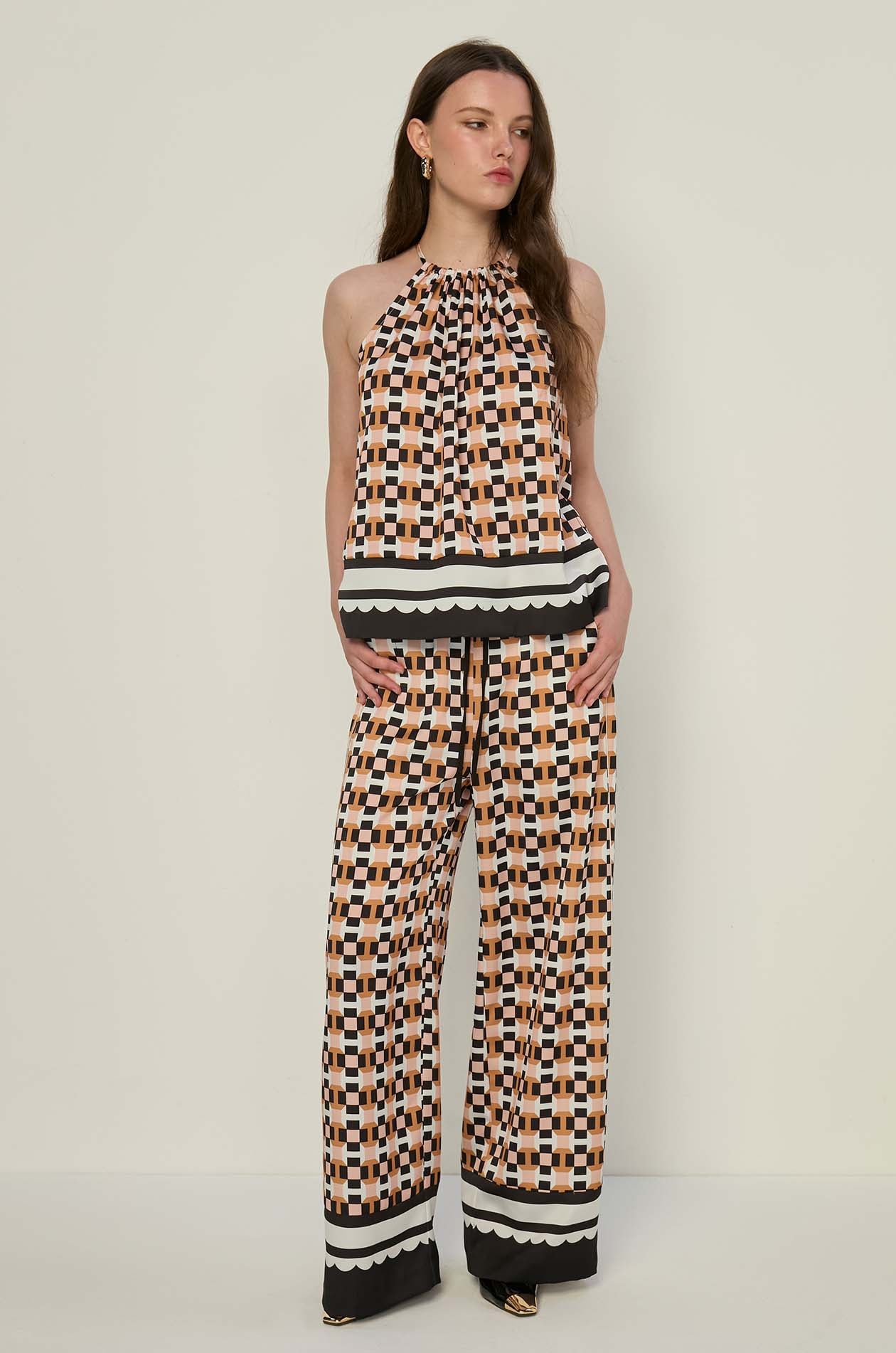 GEOMETRIC HALTER TOP