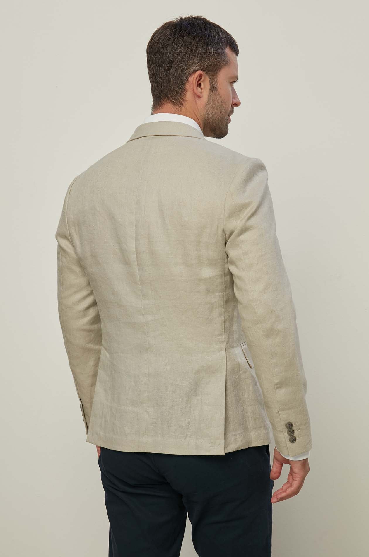 BEIGE TWILL LINEN BLAZER