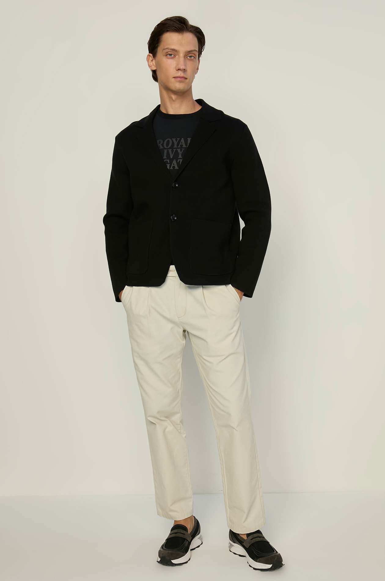 BLACK KNITTED BLAZER
