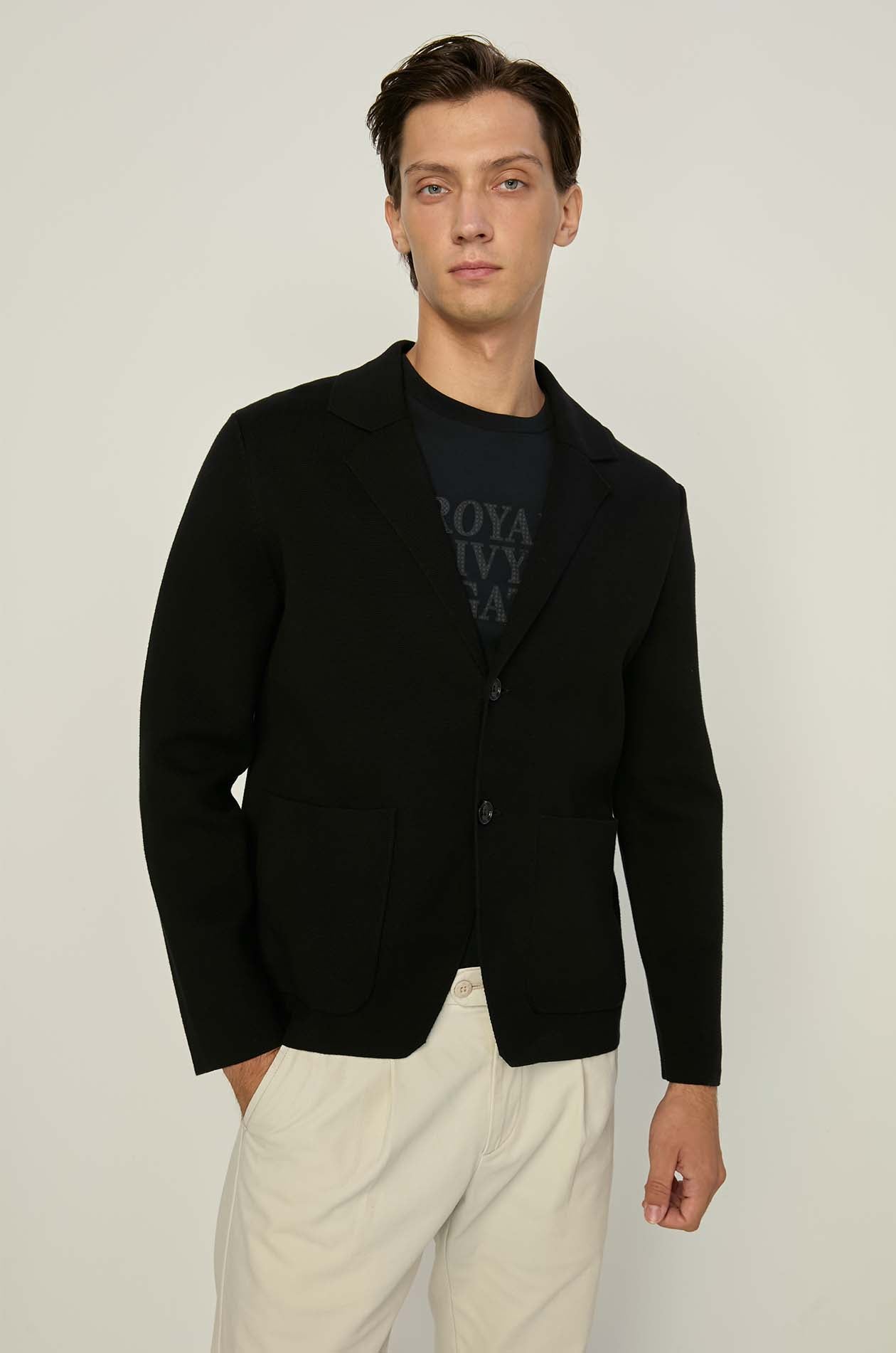 BLACK KNITTED BLAZER