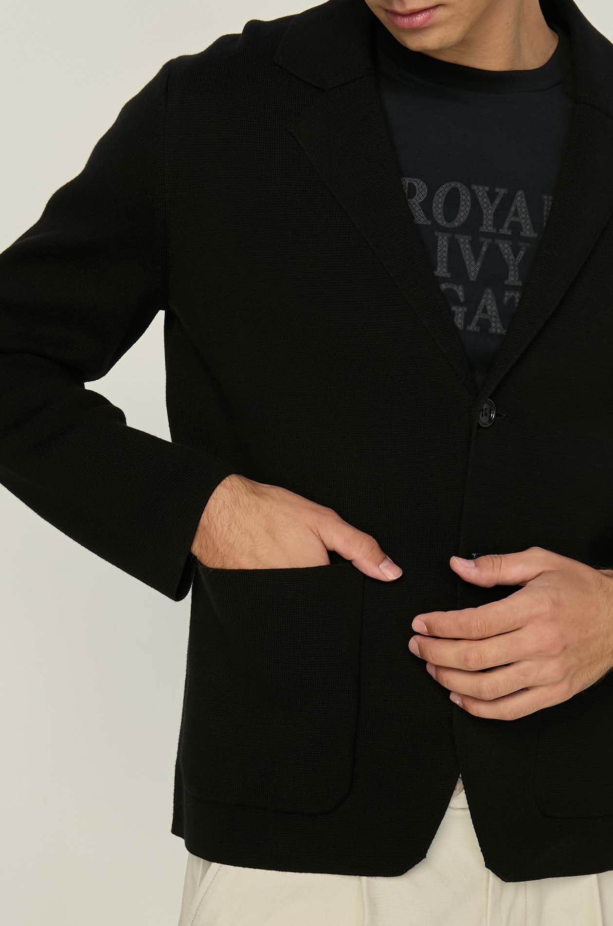 BLACK KNITTED BLAZER