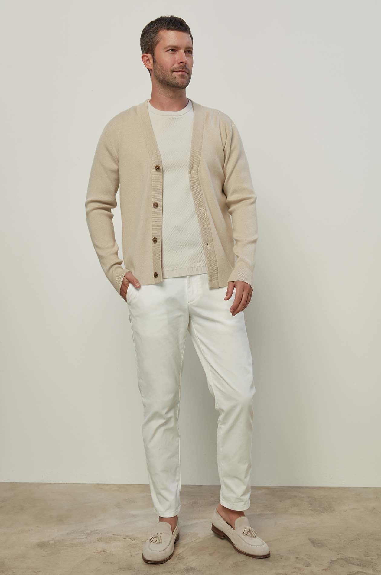 BEIGE KNITTED CARDIGAN