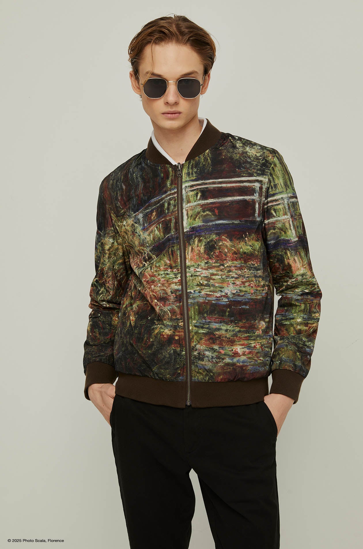WATER LILIES AND JAPANESE BRIDGE MONET REVERSE BOMBER JACKET