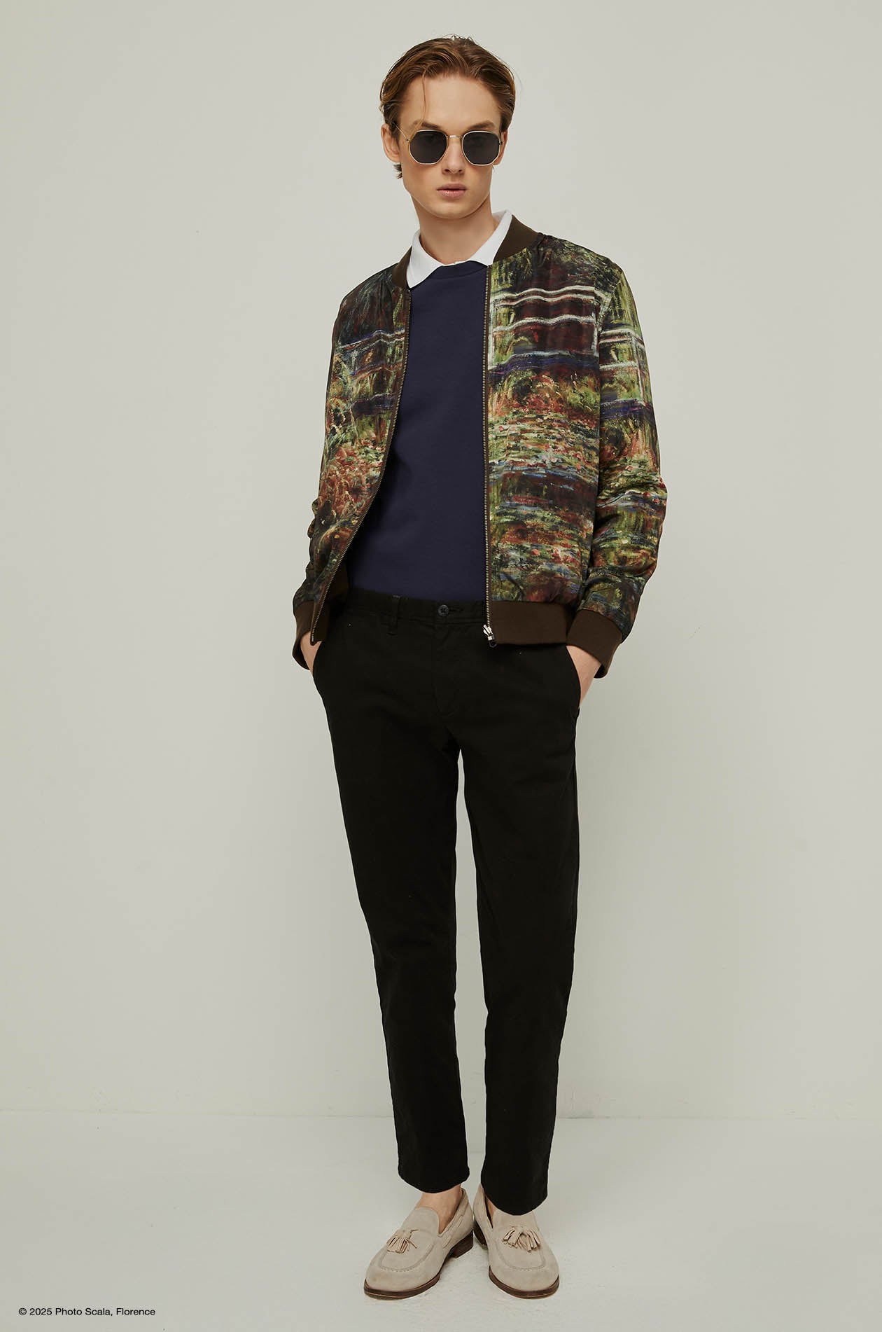WATER LILIES AND JAPANESE BRIDGE MONET REVERSE BOMBER JACKET