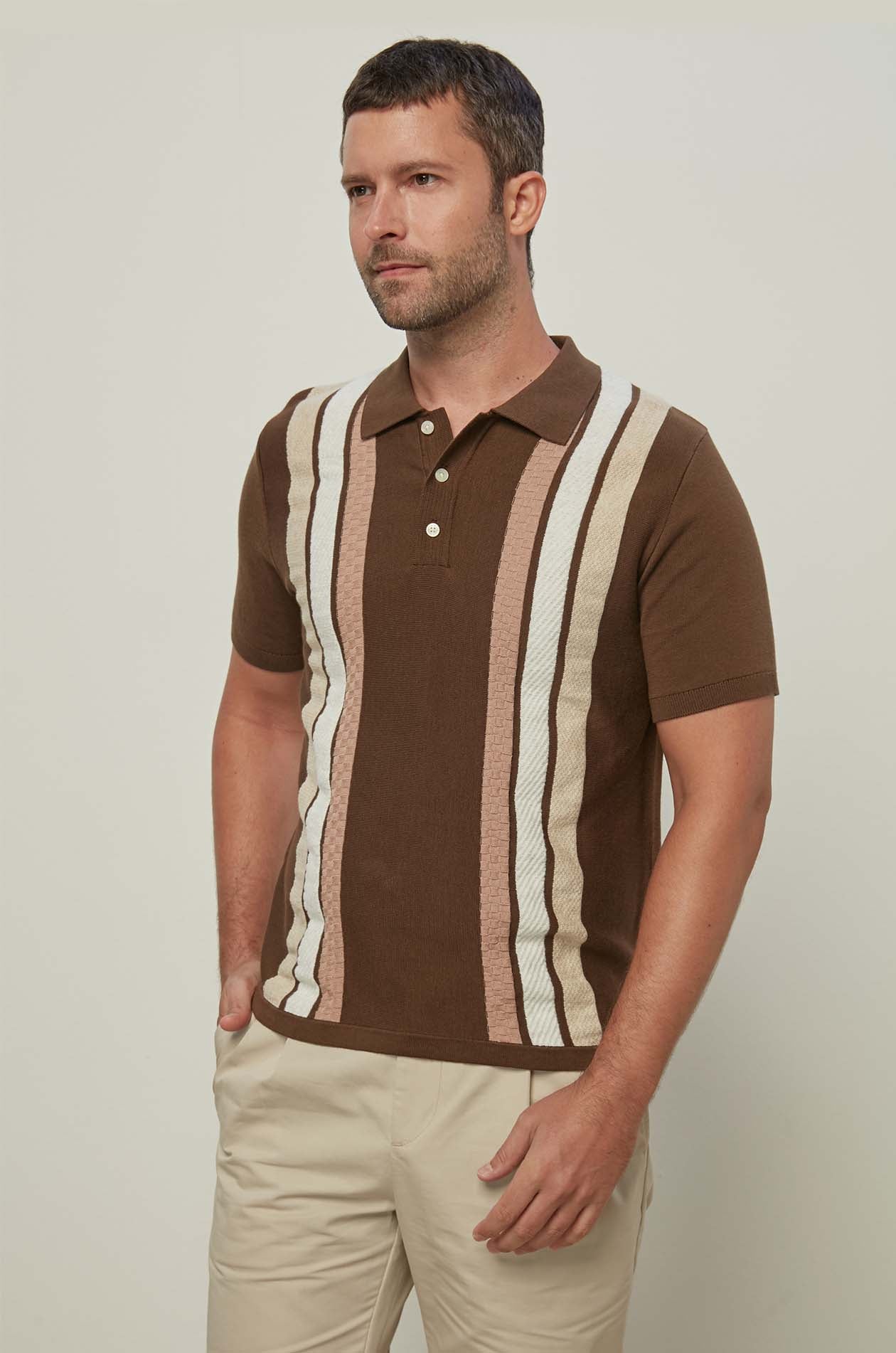 STRIPED KNITTED POLO