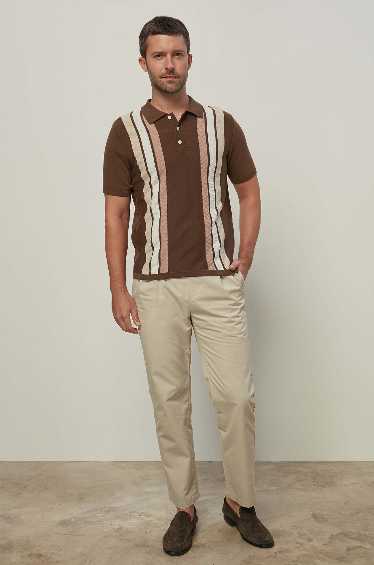 STRIPED KNITTED POLO