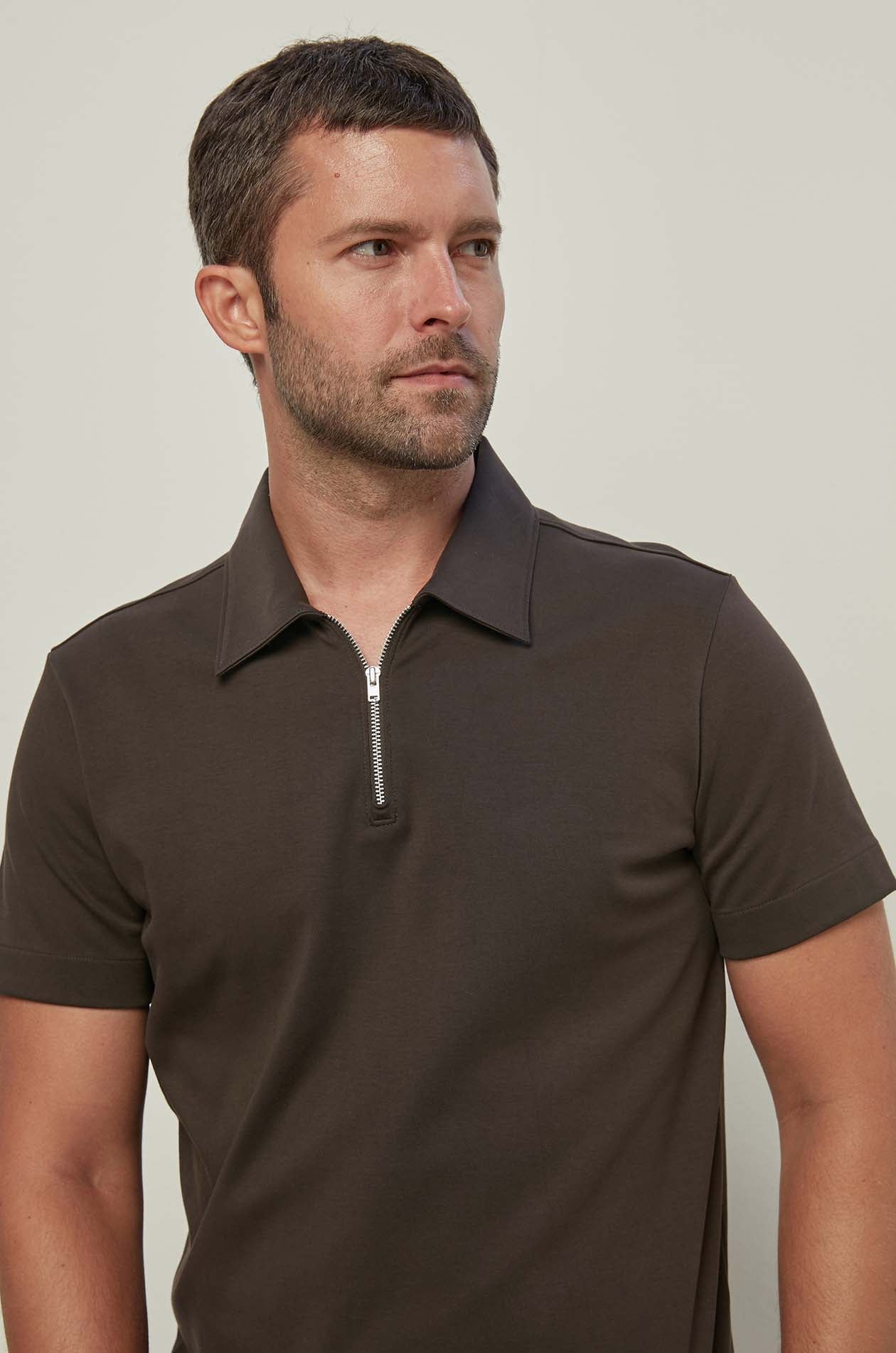 HALF ZIP POLO SHIRT