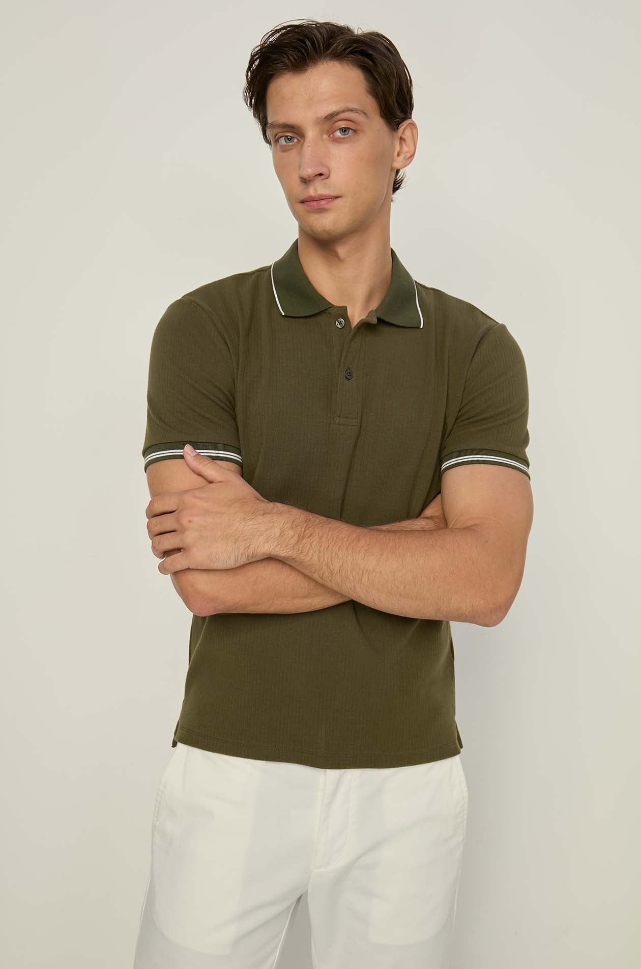 JACQAURD TRIM POLO SHIRT