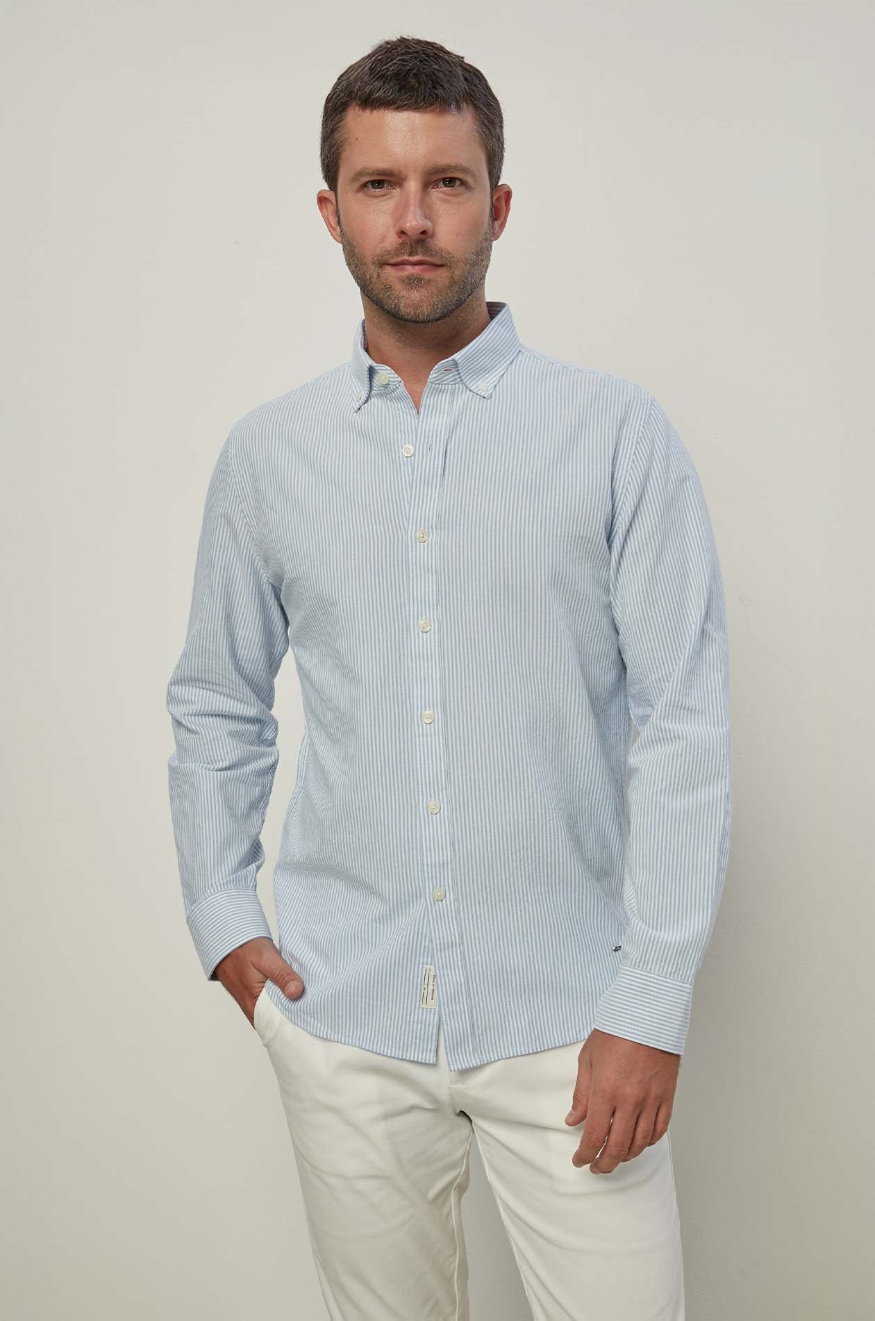 STRIPE LONG SLEEVE OXFORD SHIRT