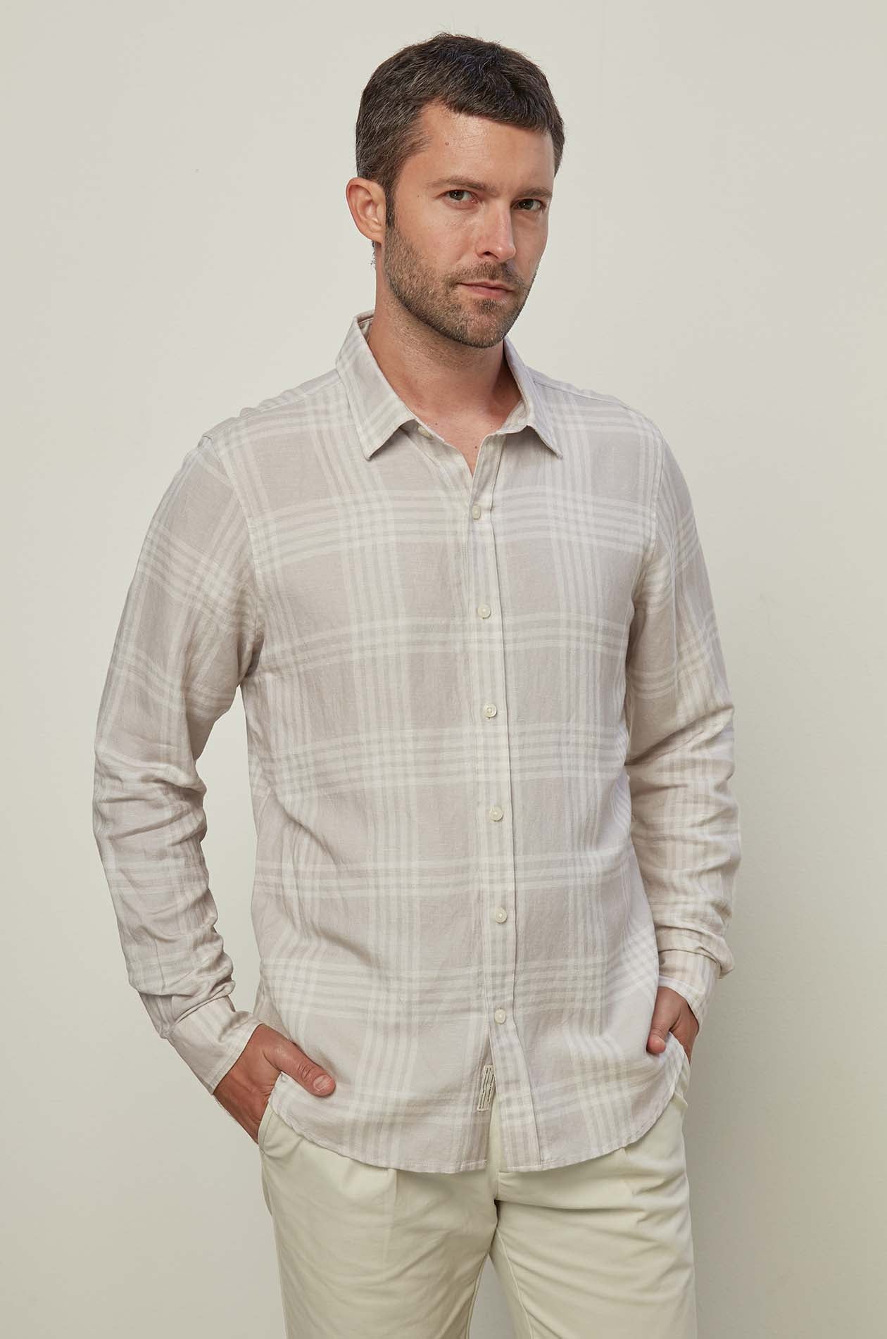 CHECK PRINTED LINEN SHIRT