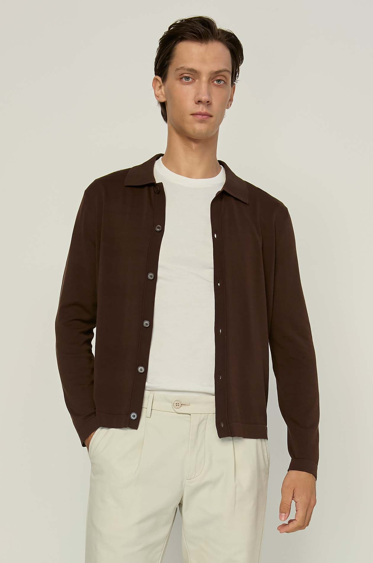 MERCERIZED LONG SLEEVE KNITTED SHIRT