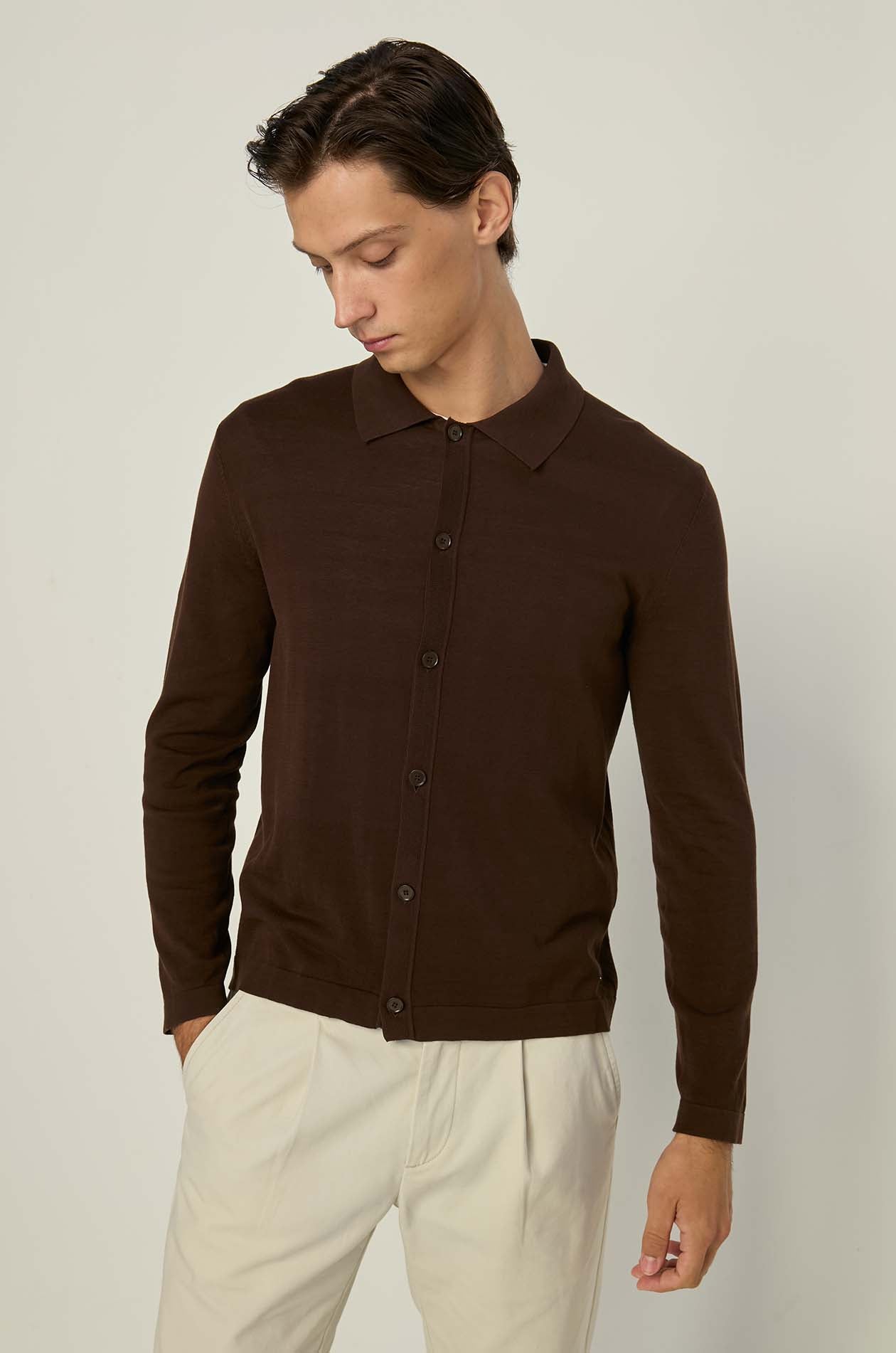 MERCERIZED LONG SLEEVE KNITTED SHIRT