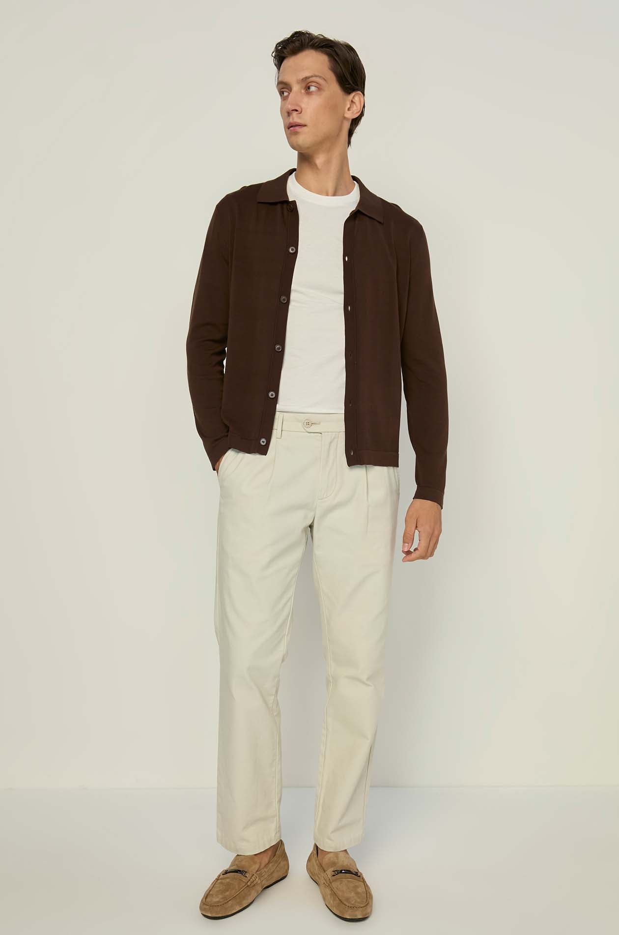 MERCERIZED LONG SLEEVE KNITTED SHIRT