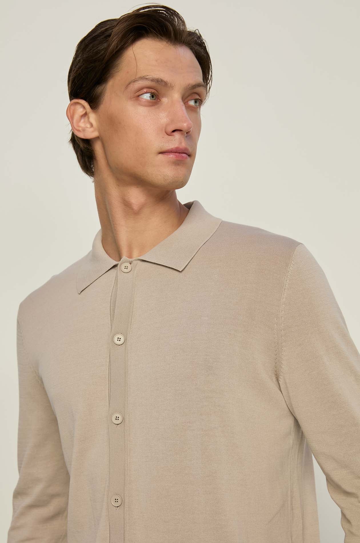 MERCERIZED LONG SLEEVE KNITTED SHIRT