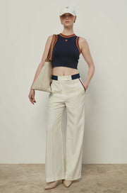 CONTRAST PANEL STRAIGHT PANTS