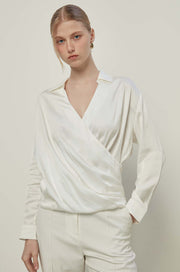 LONG SLEEVE WRAPPED BLOUSE