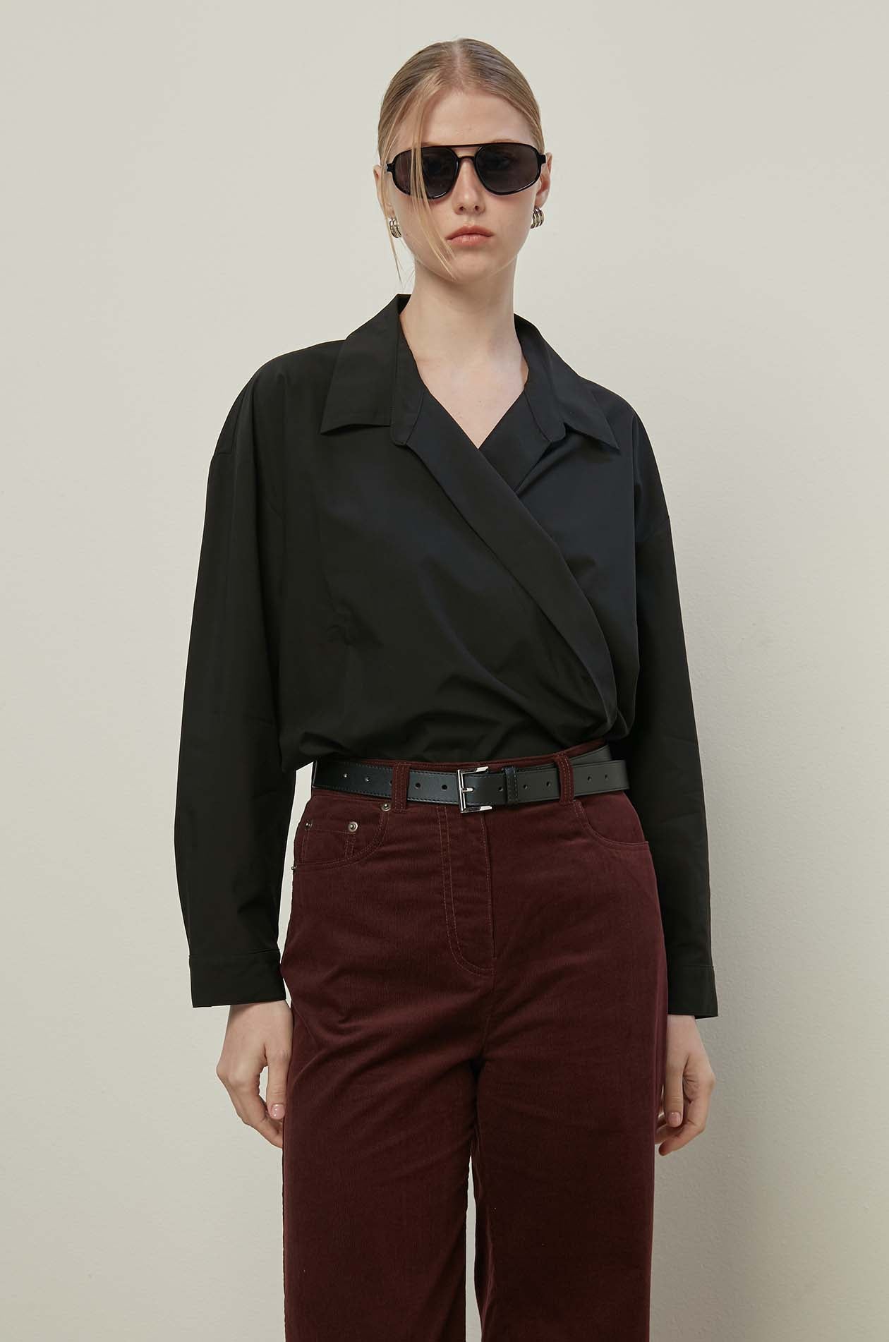 POPLIN WRAP BLOUSE