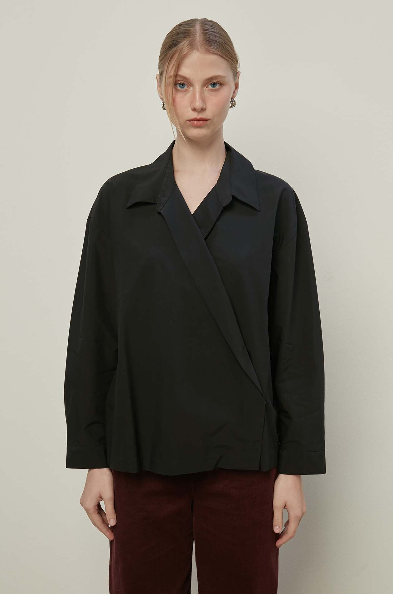 POPLIN WRAP BLOUSE